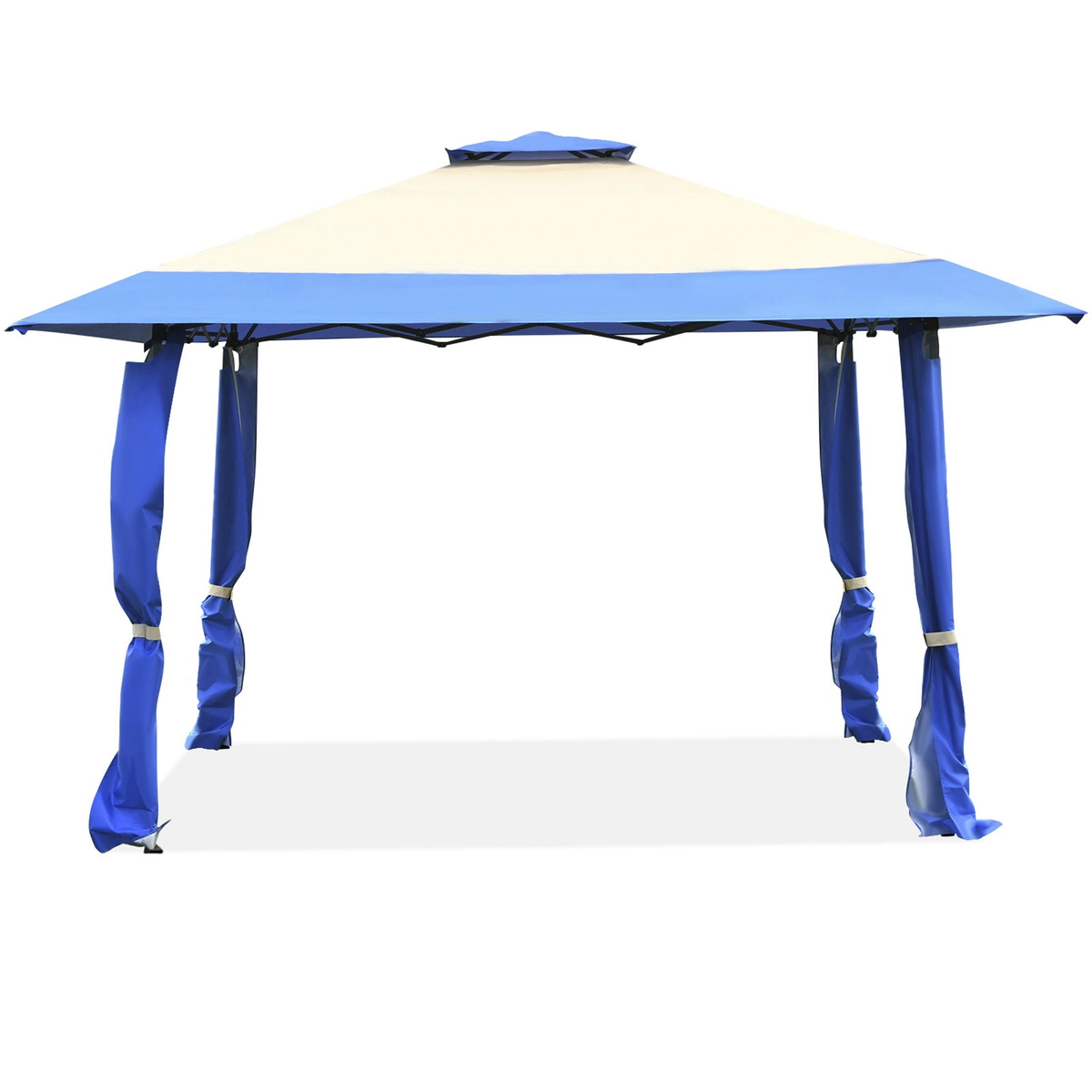 SUGIFT Blue Pop Up Canopy Tent Gazebo with 8 Stakes and Adjustable Height 13-ft W 13-ft D 9.3-ft H