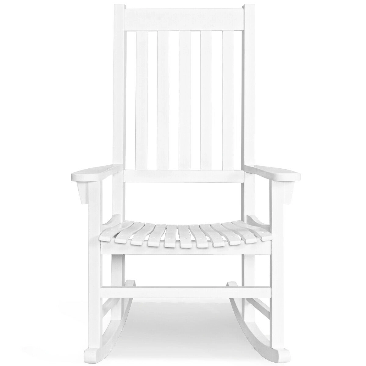 LJG Indoor Outdoor Wooden High Back Rocking Chair