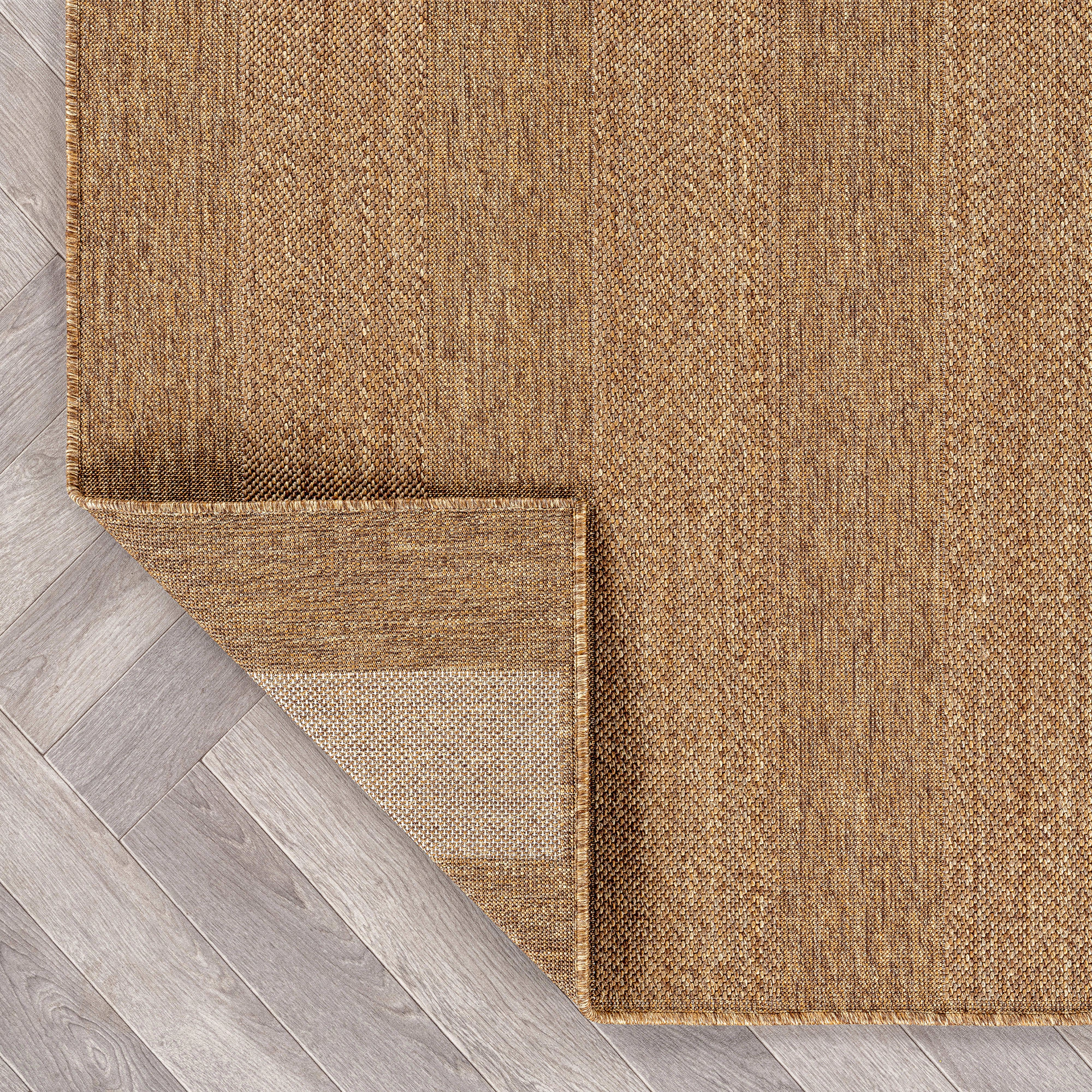 World Rug Gallery Striped Indoor/Outdoor Flat Woven Area - Natural Jute-Style, Easy-Care Patio