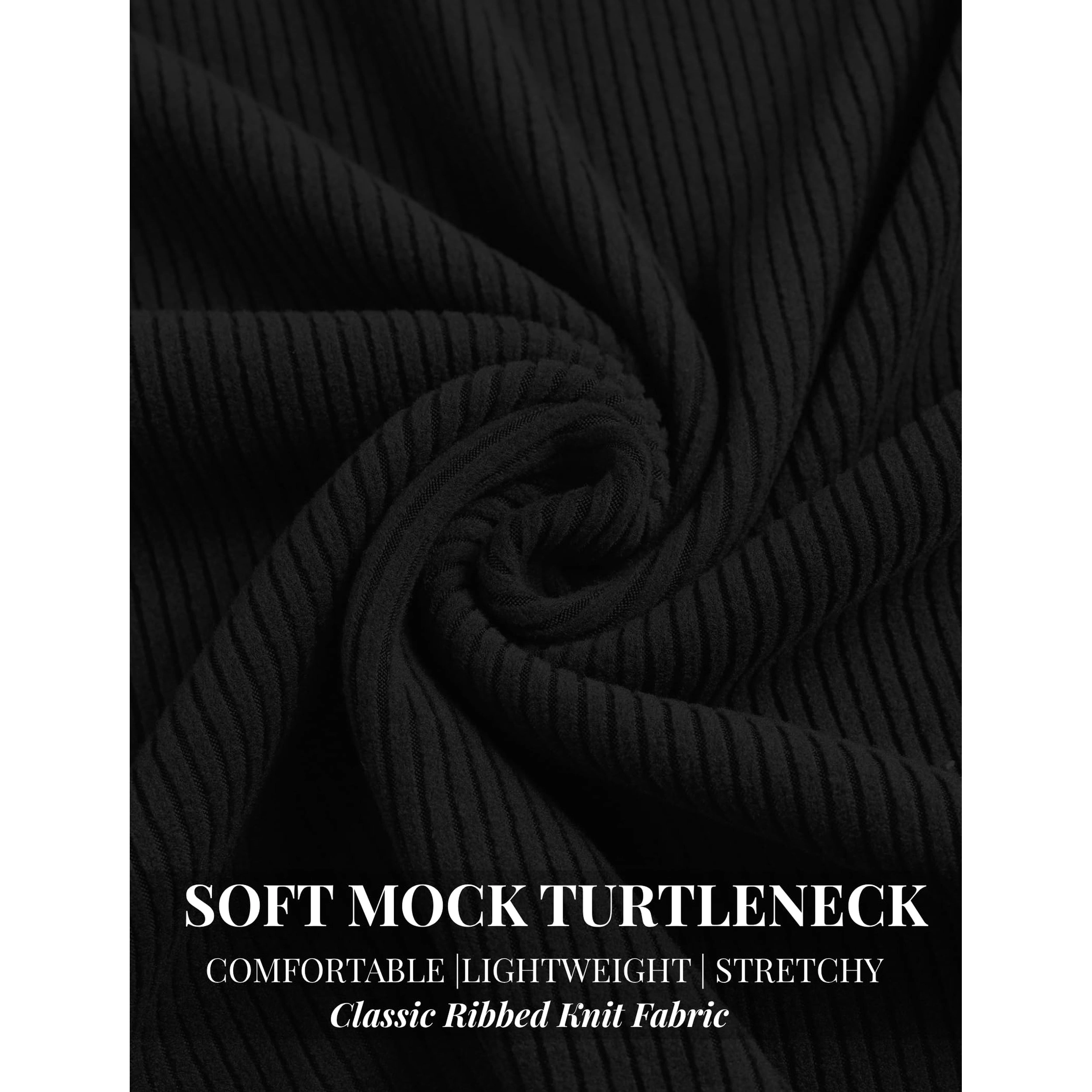 COOFANDY Men's Slim Fit Ribbed Knit Short Sleeve Mock Neck T-Shirt