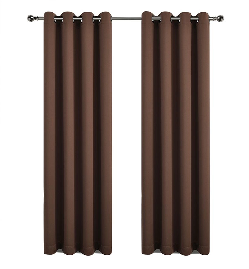 Kate Aurora Brown 2 Piece Grommet Top Blackout Curtain Panels For Extra Long Windows