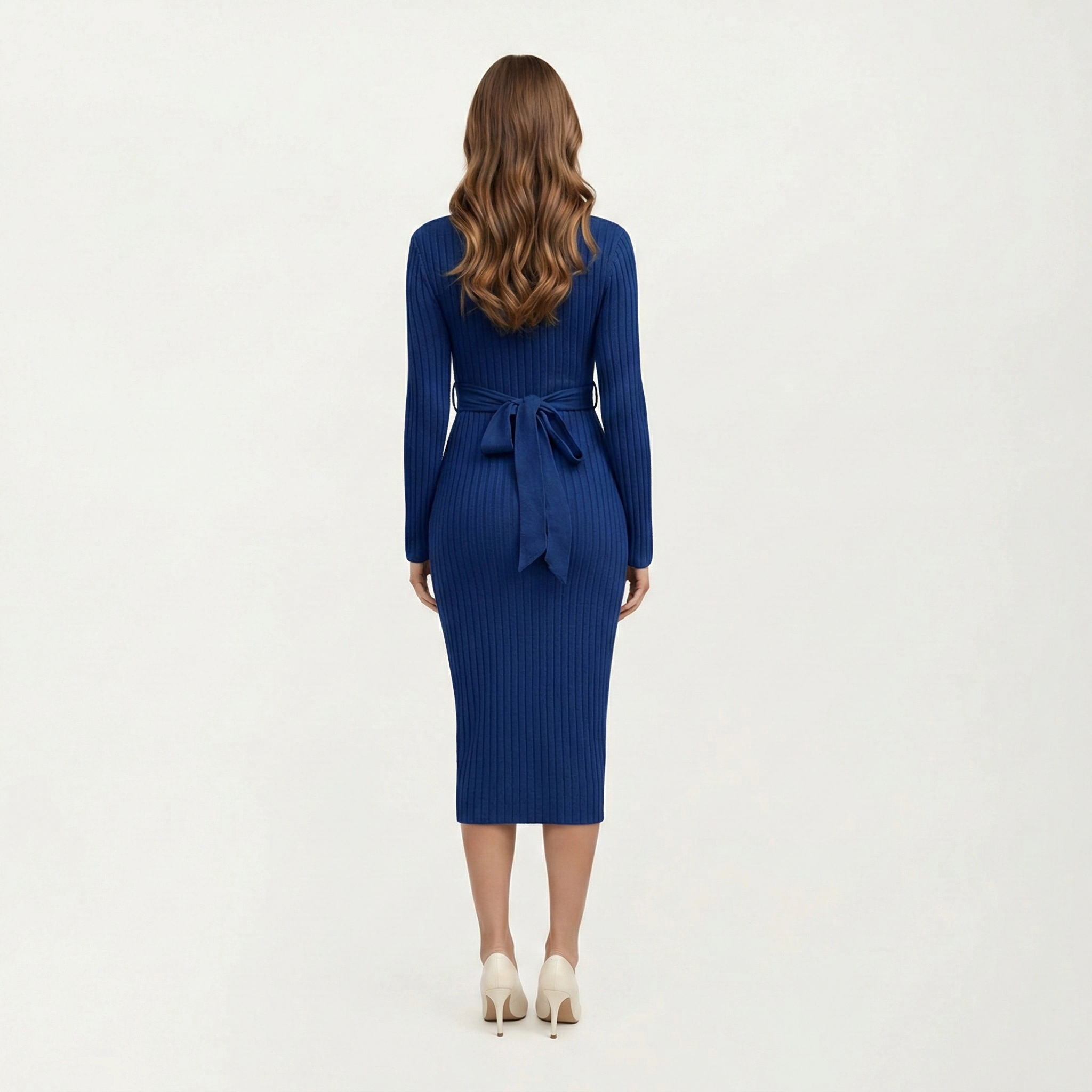 Anna-Kaci Women's Ribbed Knit Long Sleeve Front Twist Maternity Dress