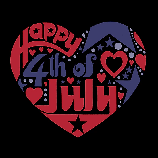 LA Pop Art Girls Word Art T-Shirt - July 4th Heart