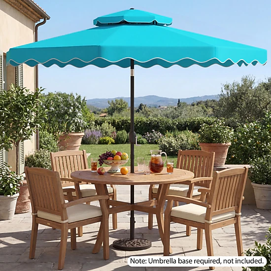 SUGIFT 9-ft Turquoise Patio Umbrella with Push Button Tilt Crank Lift 8 Ribs and Vented Double Top for Deck