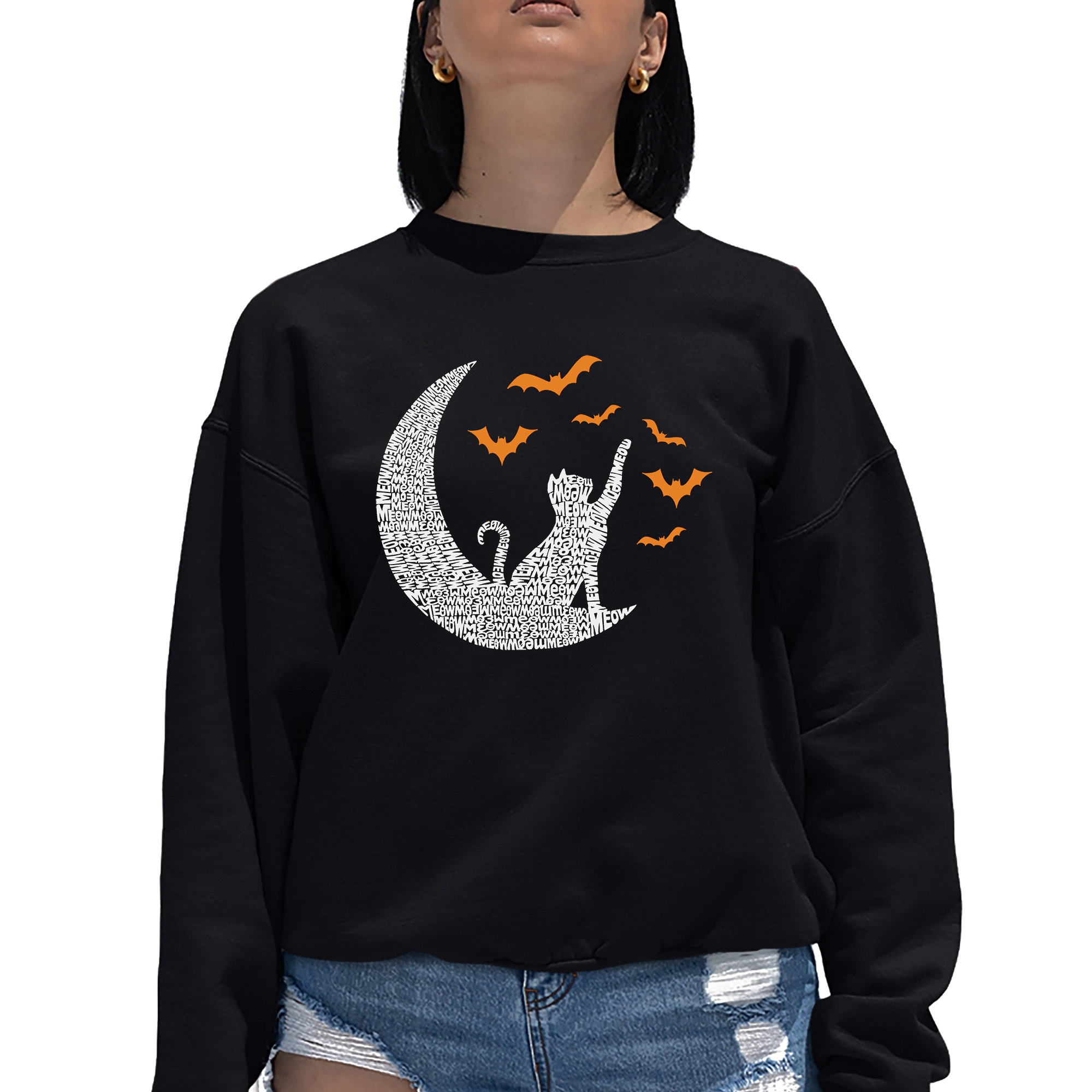 LA Pop Art Lunar Bats - Women's Word Crewneck Sweatshirt