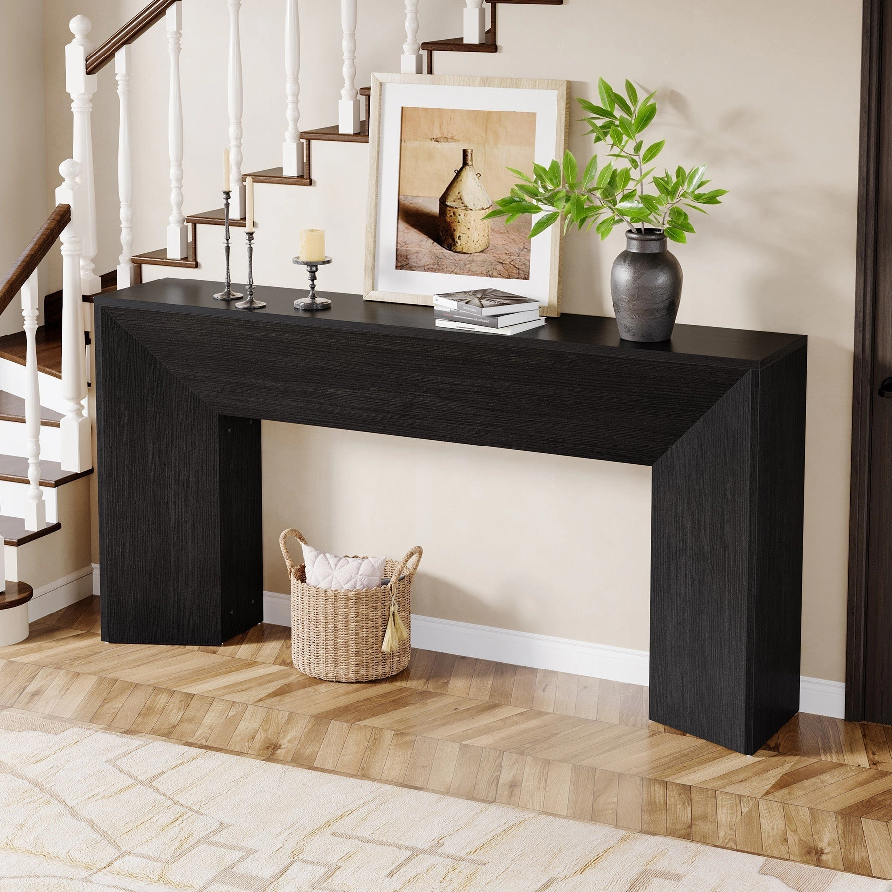 Tribesigns 63" Console Table, Wooden Sofa Table Hallway Foyer Table