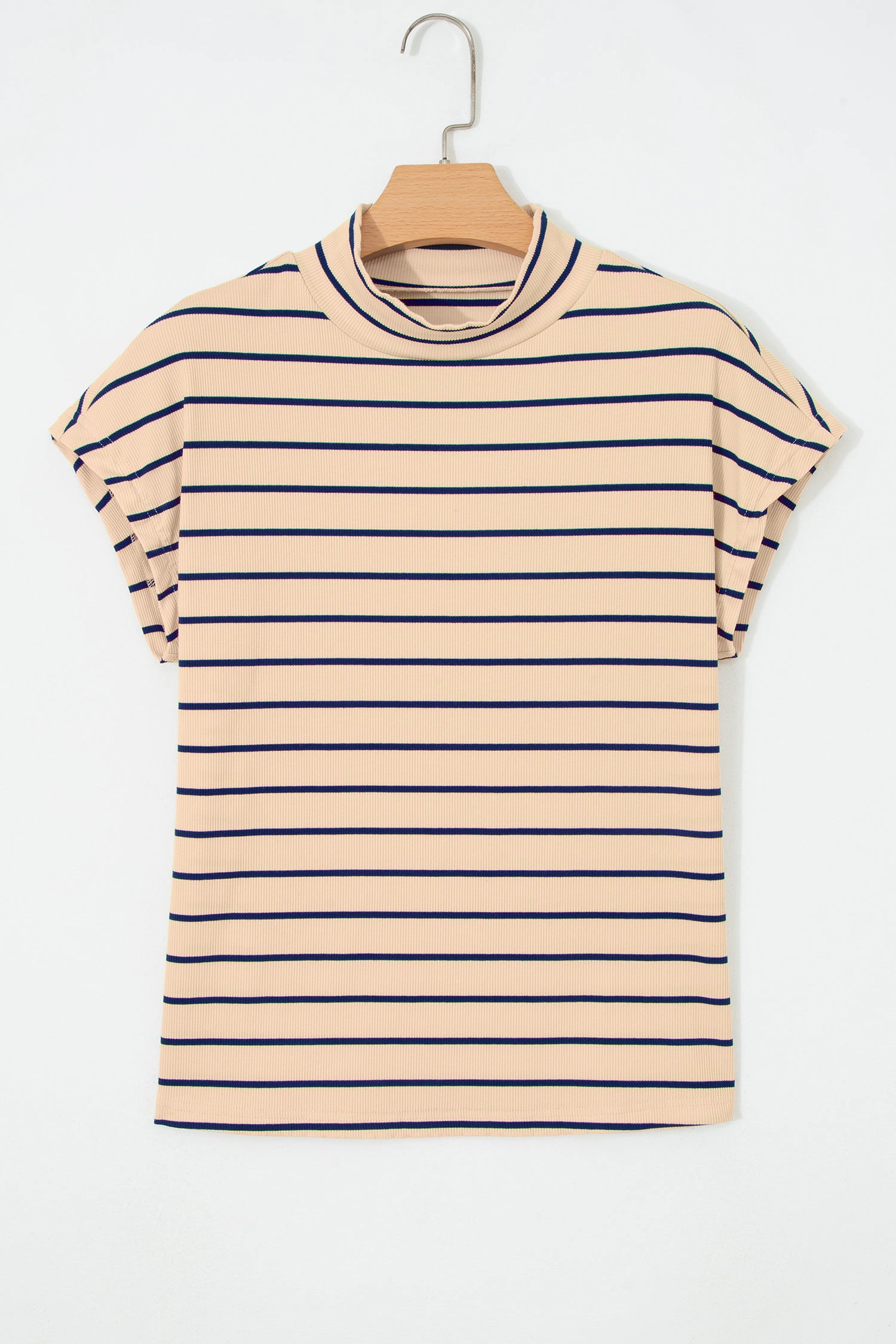 Threaded Pear Womens Kadence Loose Short-Sleeve Striped Top - Khaki Stripe