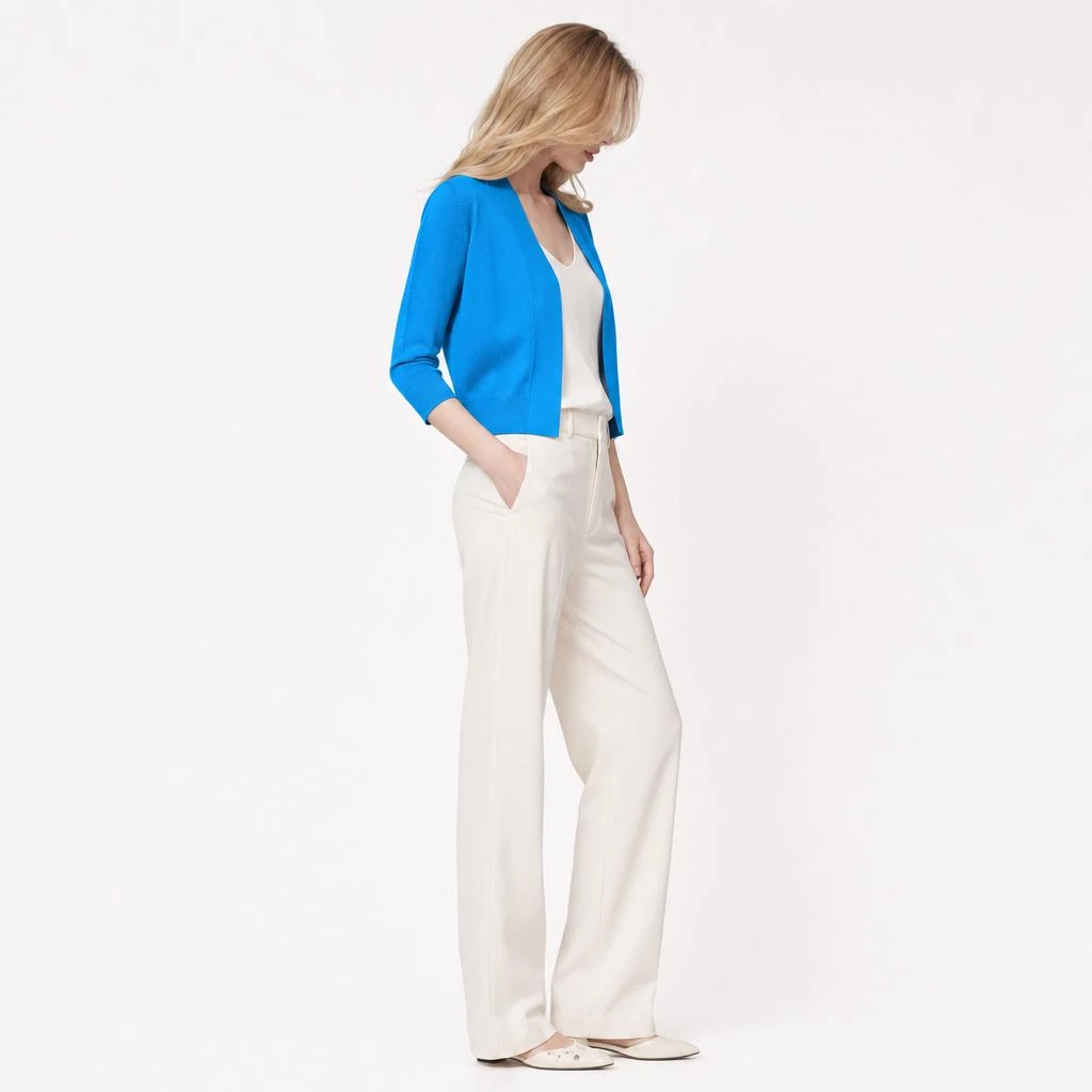 YesFashion Women's Open Front Cropped Bolero Shrugs Lightweight 3/4 Sleeve Short Cardigan Sweaters
