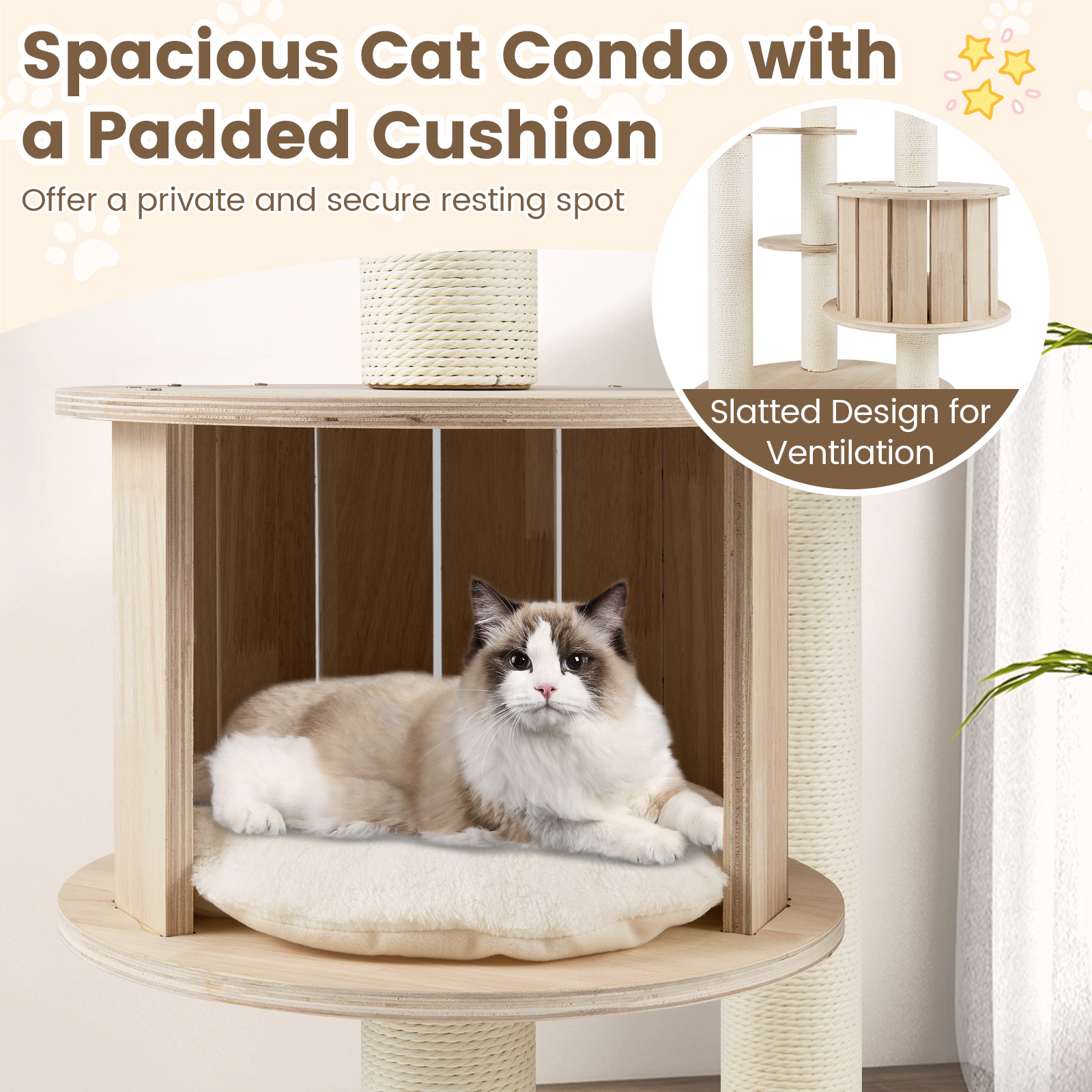 SlickBlue Tall Cat Tree with Condo, Space Capsule and Scratching Posts