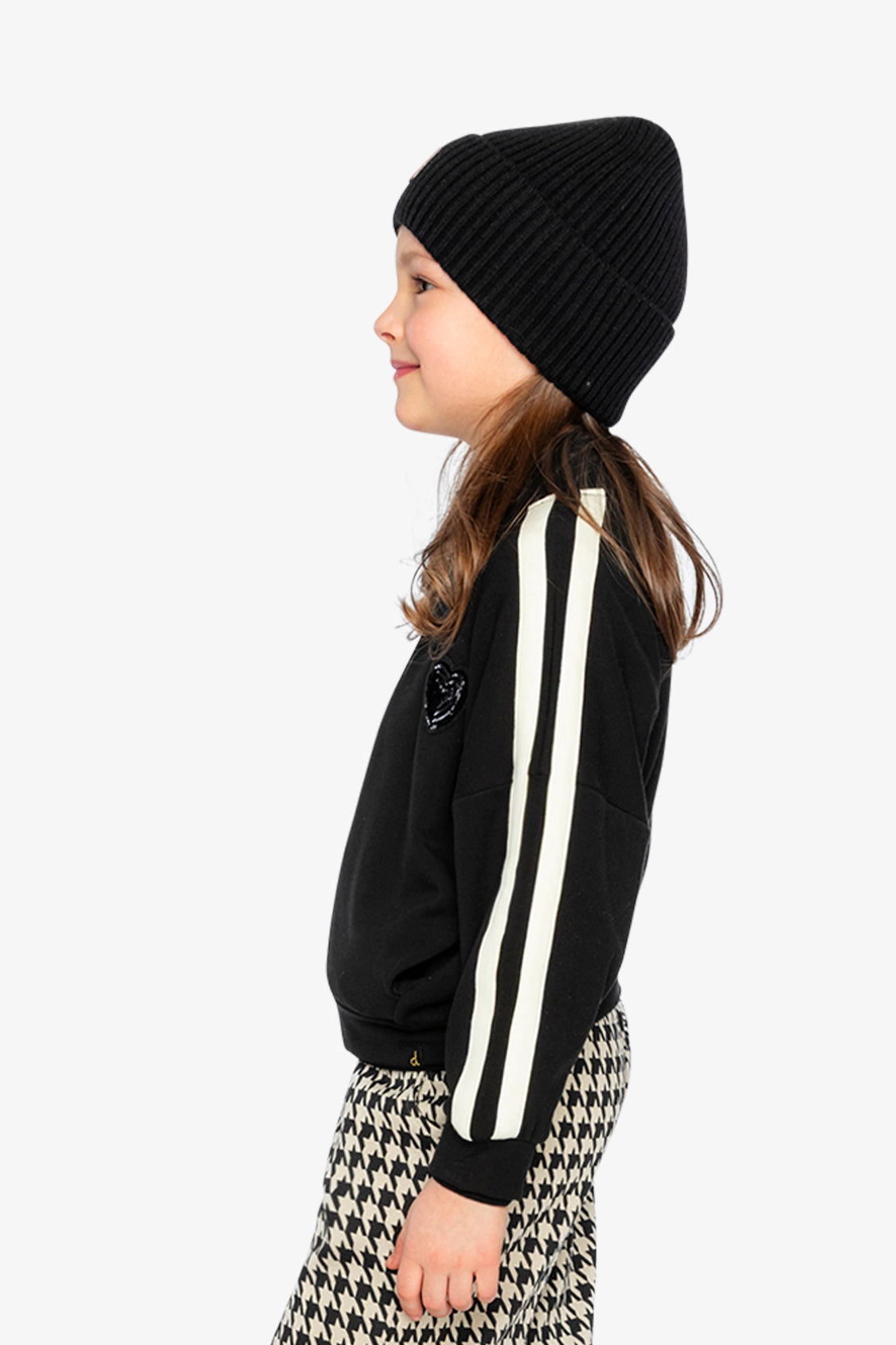 Deux par Girls Sequin Heart Striped Zip-Up Milano Jacket