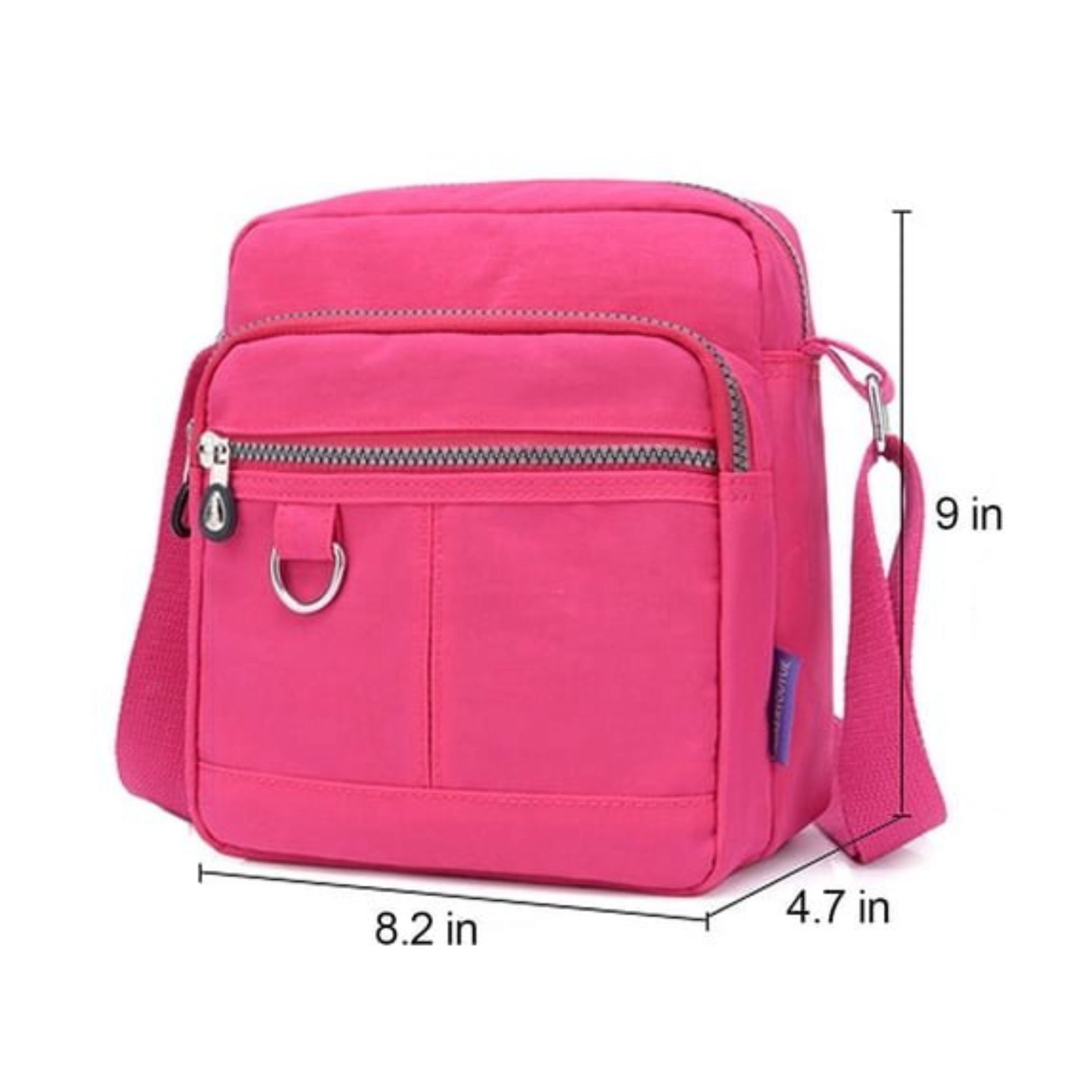 Home Collection Women’s Waterproof Nylon Crossbody Bag with Multi Zipper Pockets