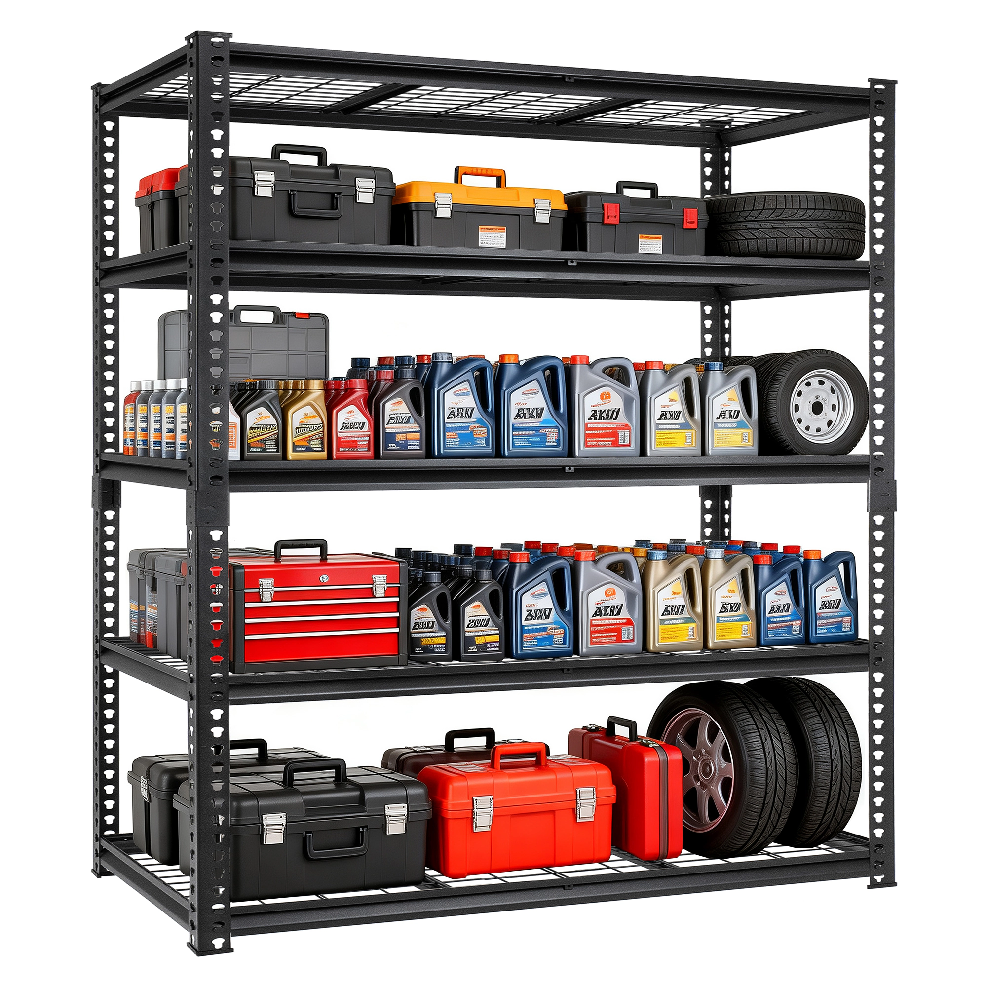 Flynama 5-Shelf Steel Heavy-Duty Adjustable Garage Storage Shelving Unit in Black (60 in. W x 84 in. H x 24 in. D)