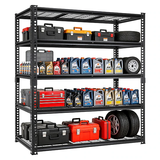 Flynama 5 Tiers Heavy Duty Metal Adjustable Garage Storage Shelving Unit in Black (60 in. W x 78 in. H x 24 in. D)