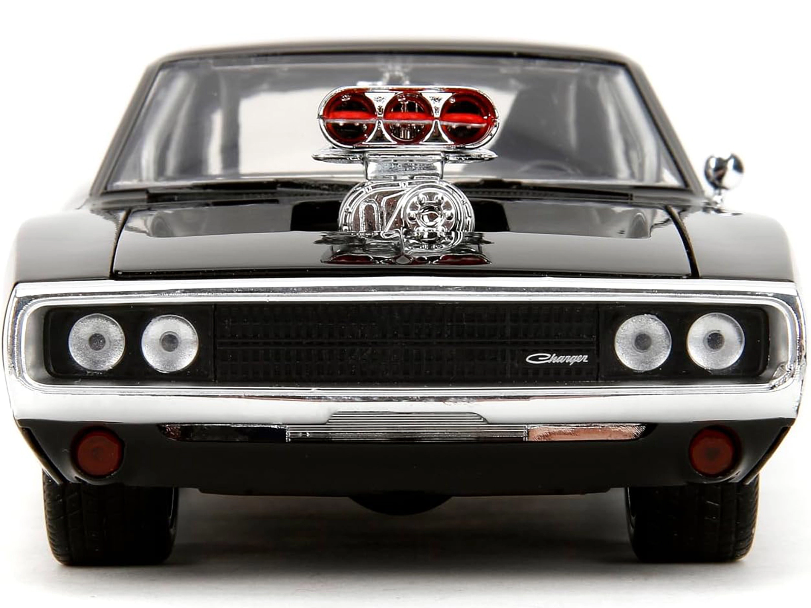 Jada Dodge Charger R/T Black with Dom Diecast Figure "Fast & Furious" (2009) Movie "Hollywood Rides" Series