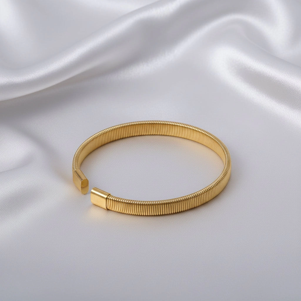 DressAtR Women's Braided Gold Plated Bangle Bracelet