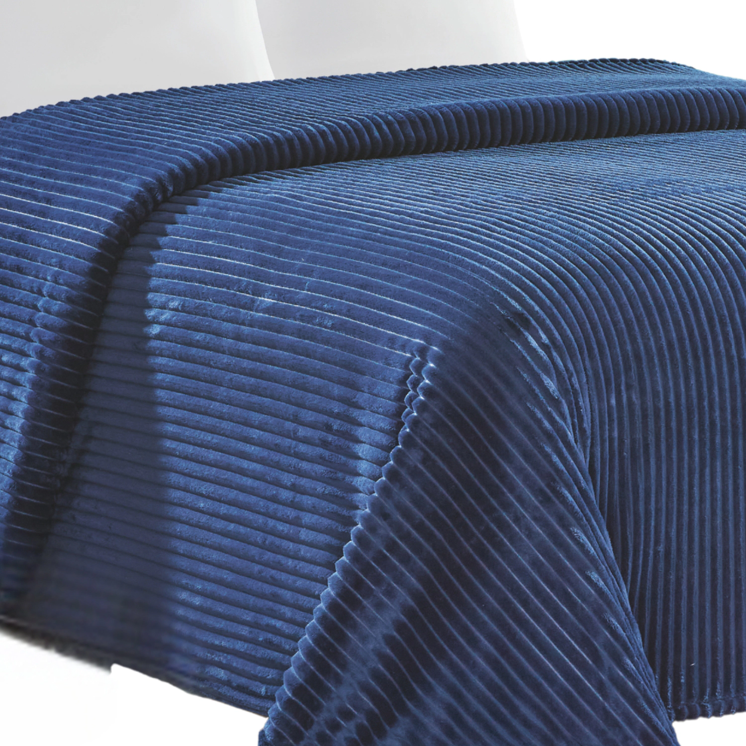 Plazatex Striata Lined Oversized All Season 100% Polyester Blanket Queen 90" x 90" Navy
