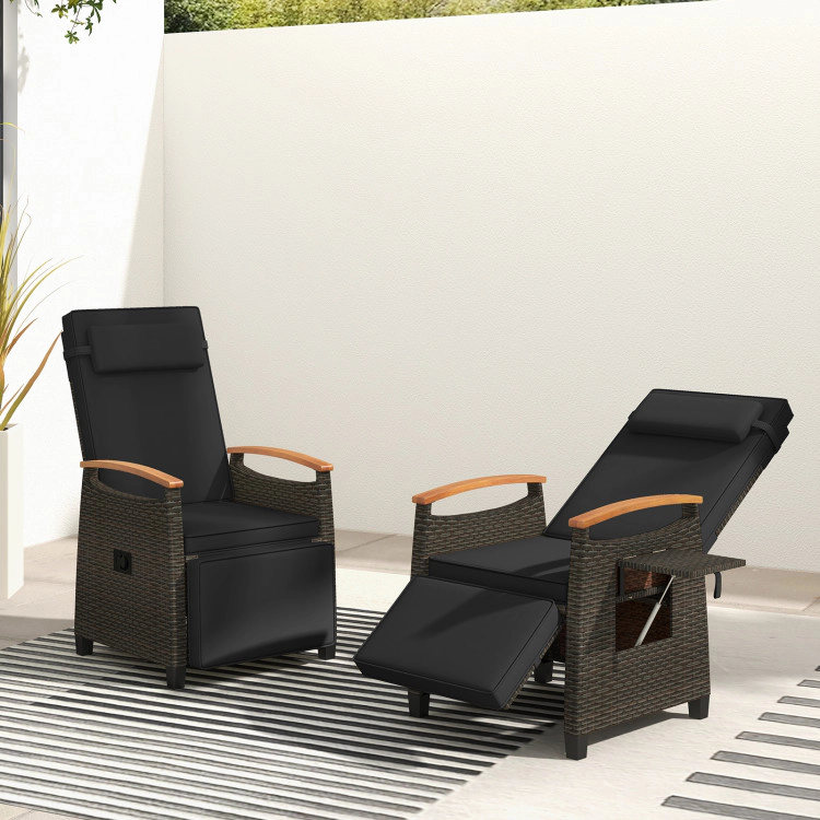 Hivvago Patio Wicker Recliner Chair With Adjustable Backrest And Footrest
