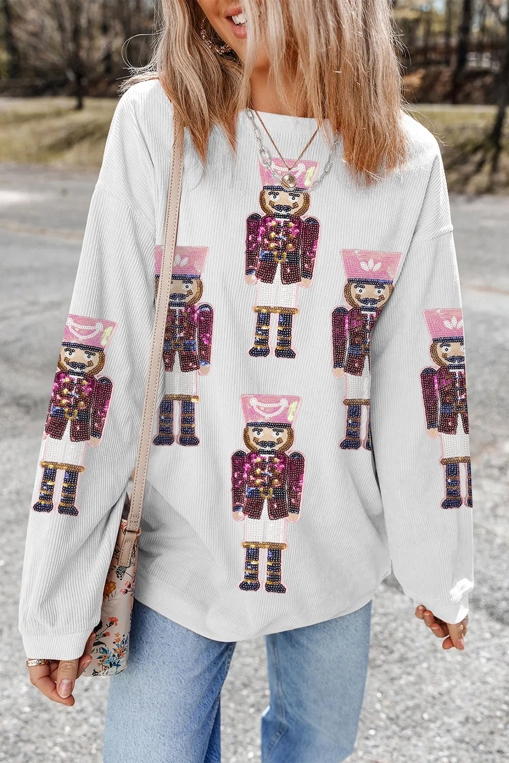 Threaded Pear Women's Aria Christmas Fashion Corded Sweatshirt