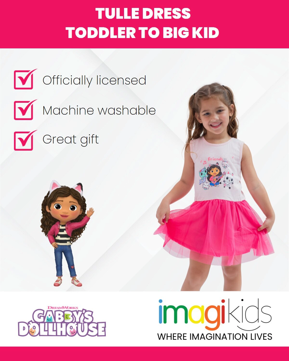 Dreamworks Gabby's Dollhouse Girls' Glitter Tutu Dress