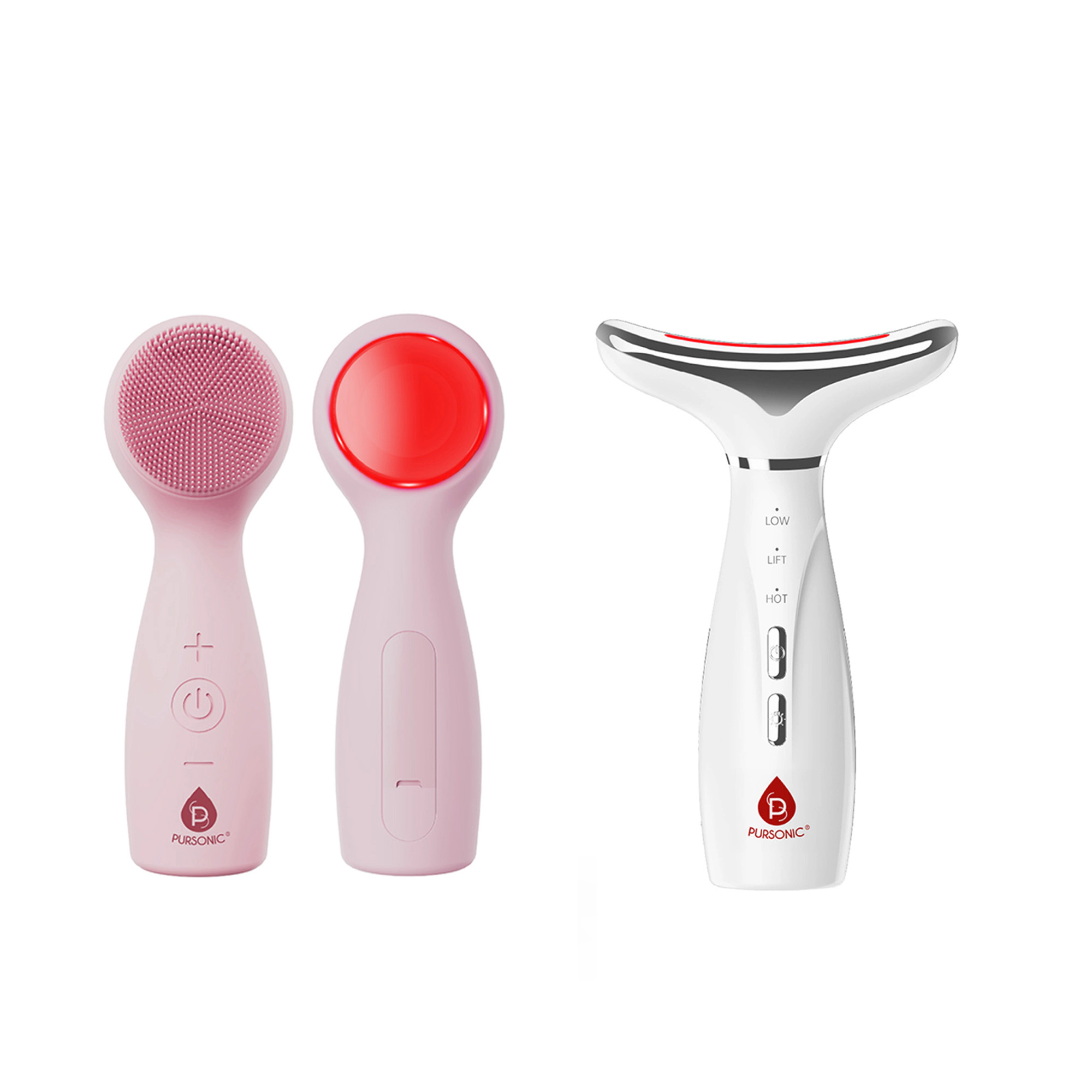 Pursonic Women’s 7-in-1 LED Therapy Device for Face & Neck with 3-in-1 Facial Cleansing System