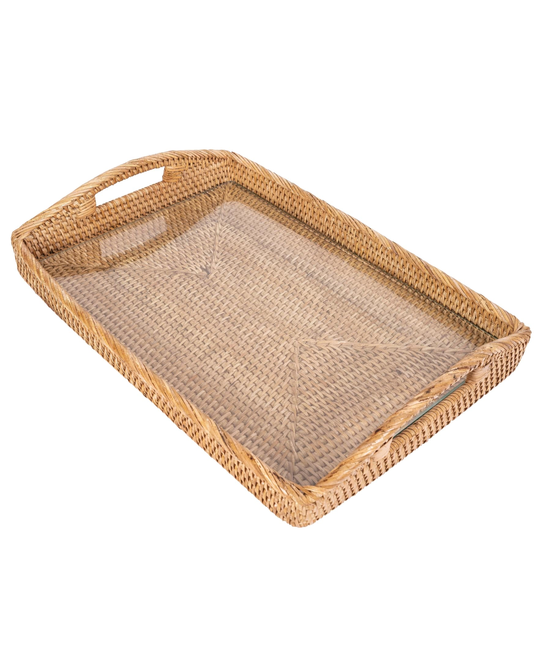 Saboga Home™ Rectangular Serving Tray with High Handles Glass Insert