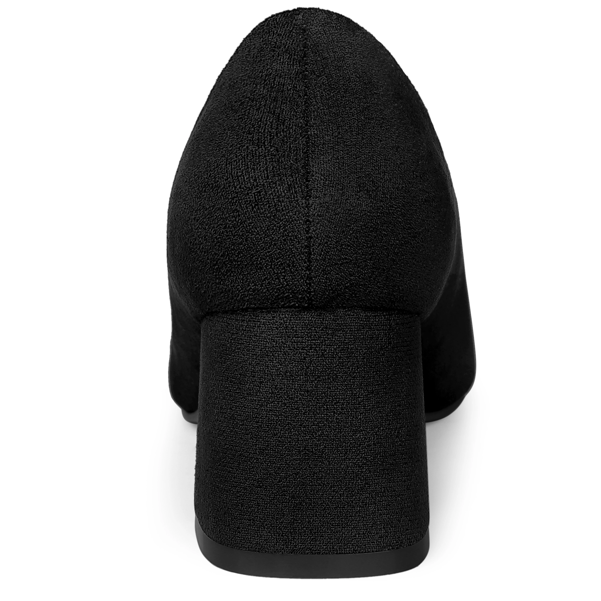 BLISSFUL STEP Women Faux Suede Pointy Toe Slip-on Low Chunky Heels Pumps