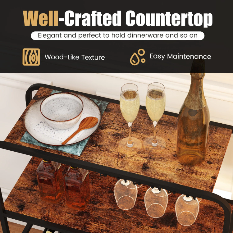 Hivvago Wine Bar Storage Organizer with Bottle Racks and Hanging Glass Holders