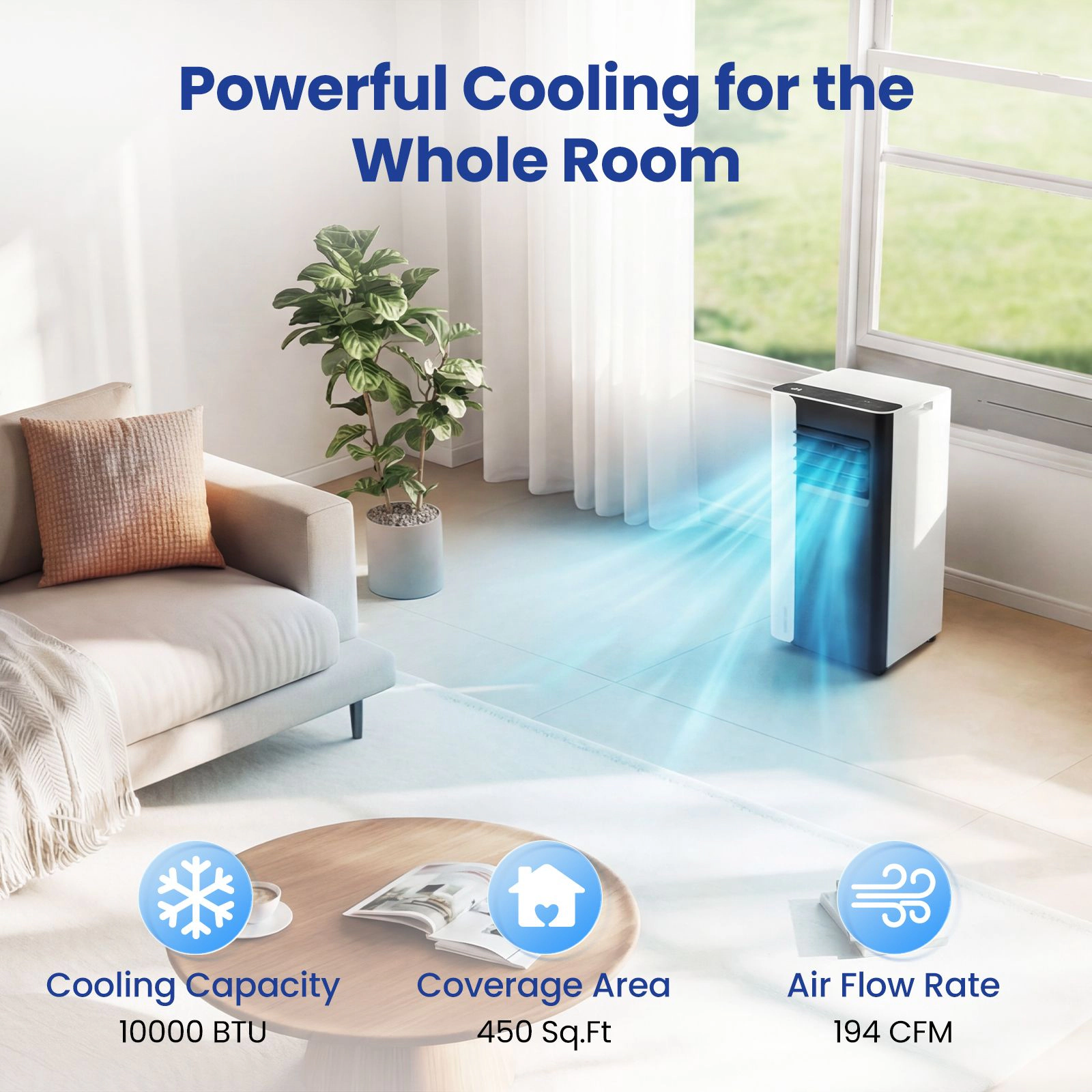 Slickblue Portable Air Conditioner 10000 BTU with Remote Control