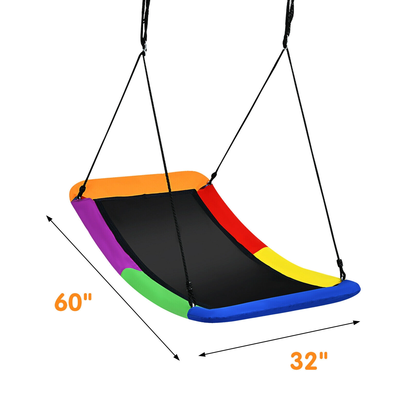 SUGIFT 60 x 32 in Platform Swing with 700 lb Capacity, Adjustable Rope and Padded Steel Frame