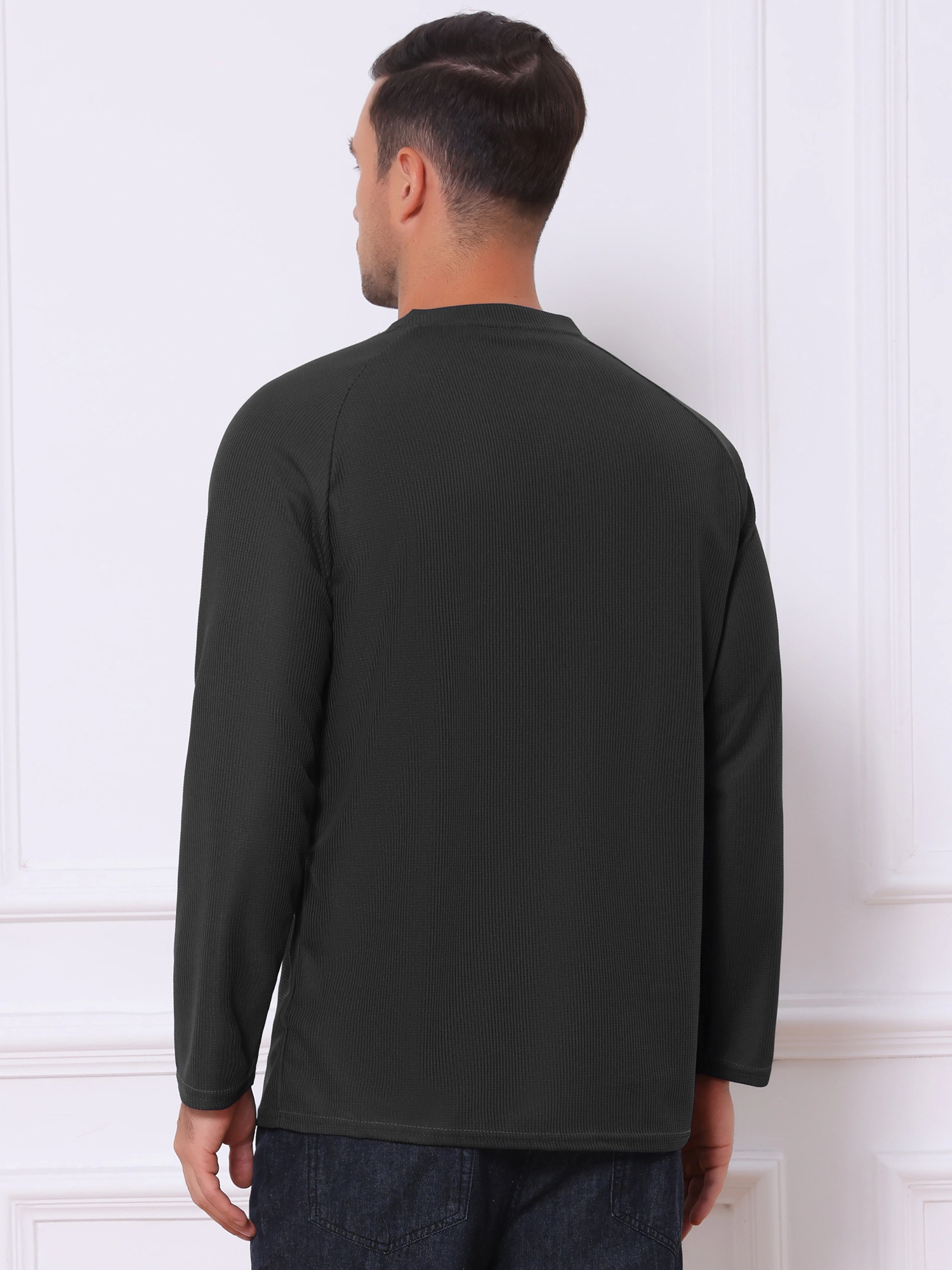 NSPIRE CHIC Men's Long Sleeve Solid Pullover Basic Henley Shirt