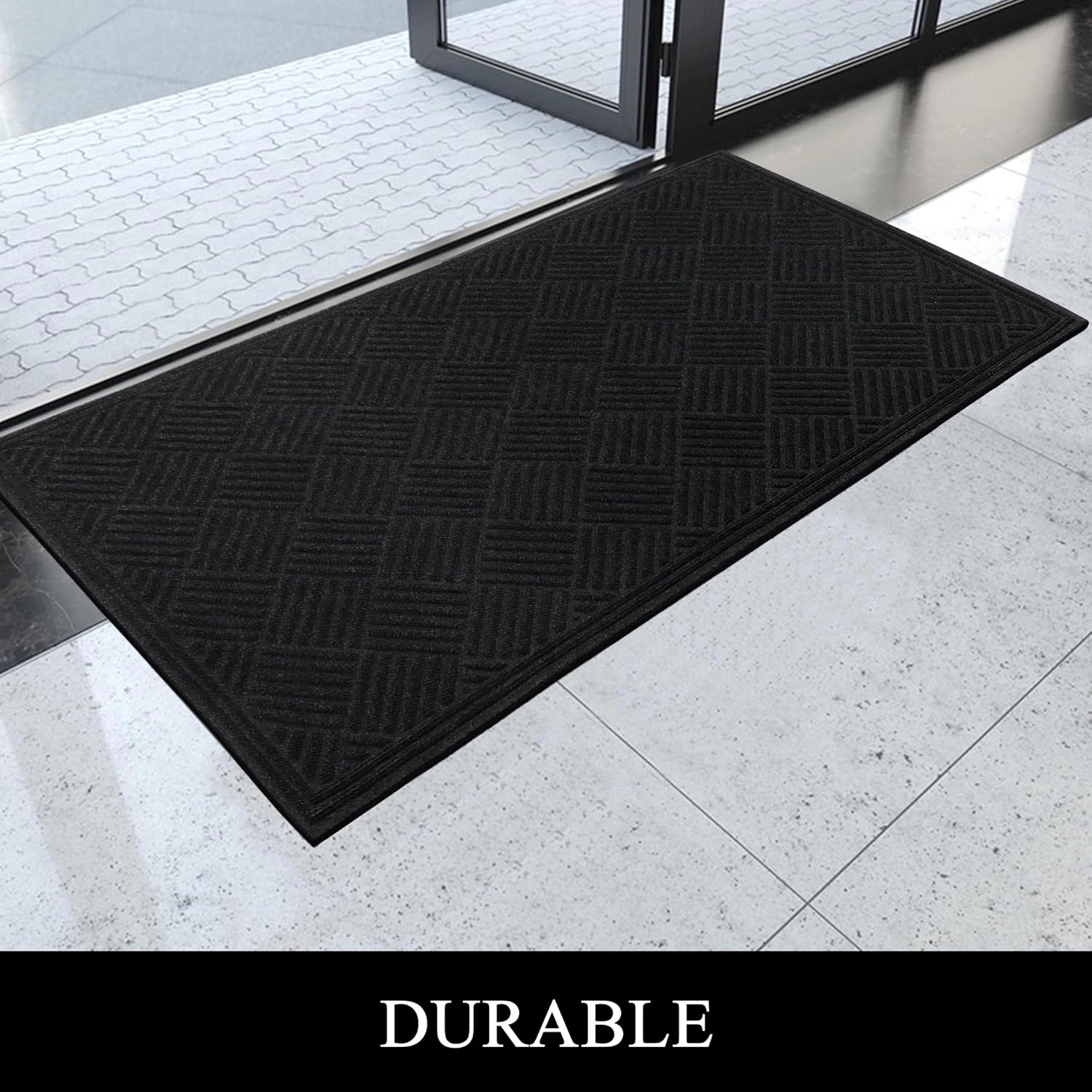A1 Home Collections Polypropylene Heavy Duty Waterproof Indoor Outdoor Doormat Checkered Gray 36 x 60