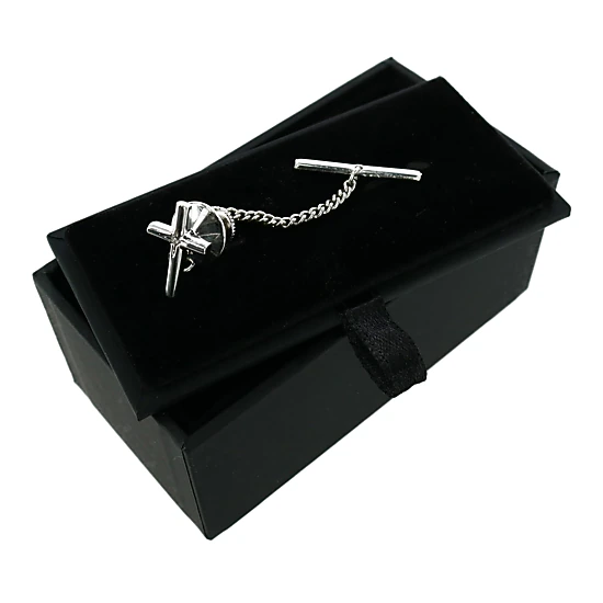 Ascentix Men's Elegant Cross Tie Tack with Crystal Center for Formal Wear