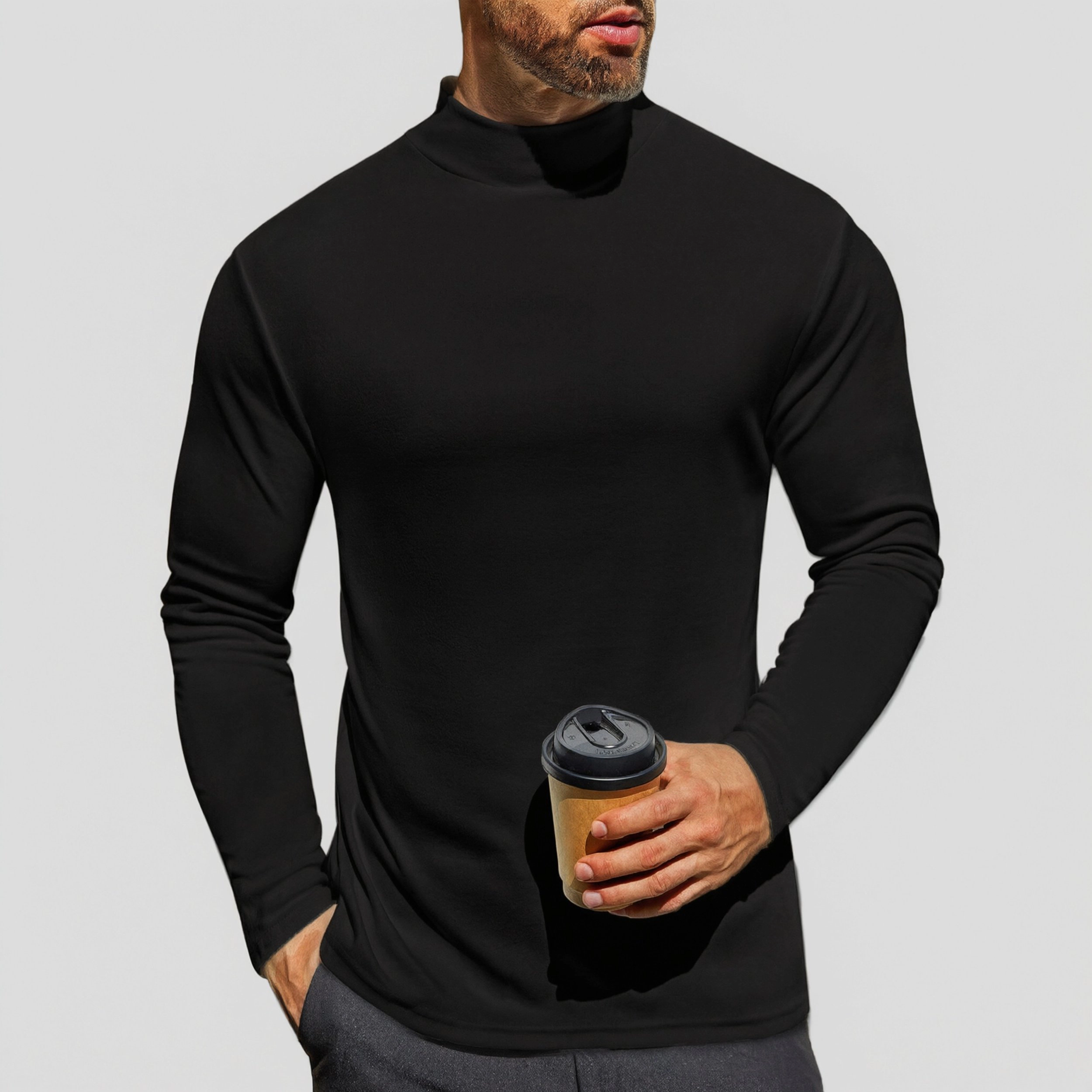 Ekouaer Mens Mock Turtleneck Long Sleeve Turtle Neck Tops Undershirt Thermal Sweater Shirts