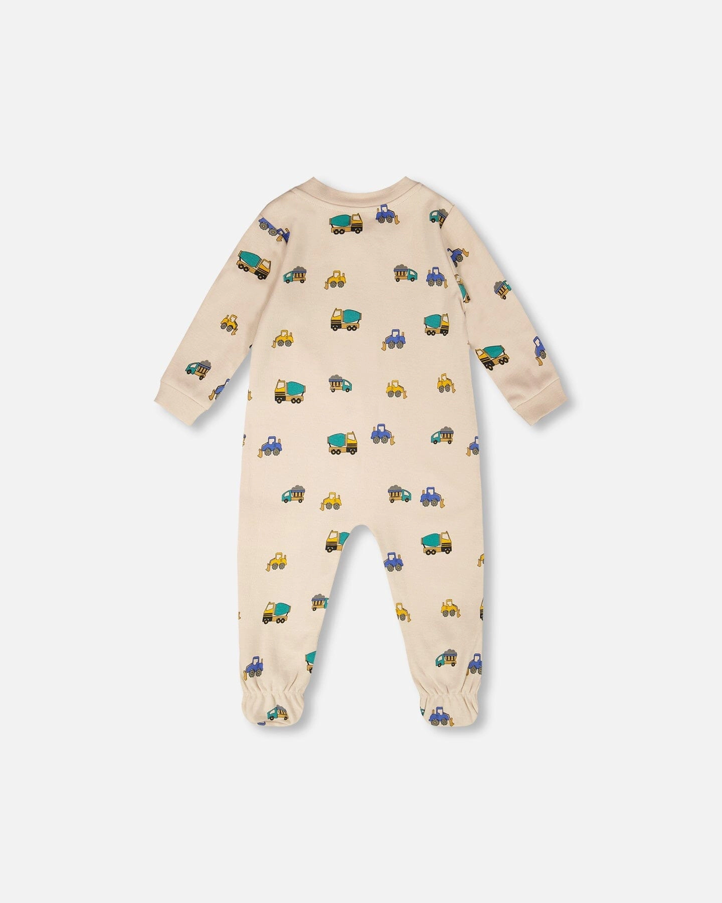 Deux par Deux Boys Organic Cotton Full-Length Zip Truck Print One-Piece Pyjama