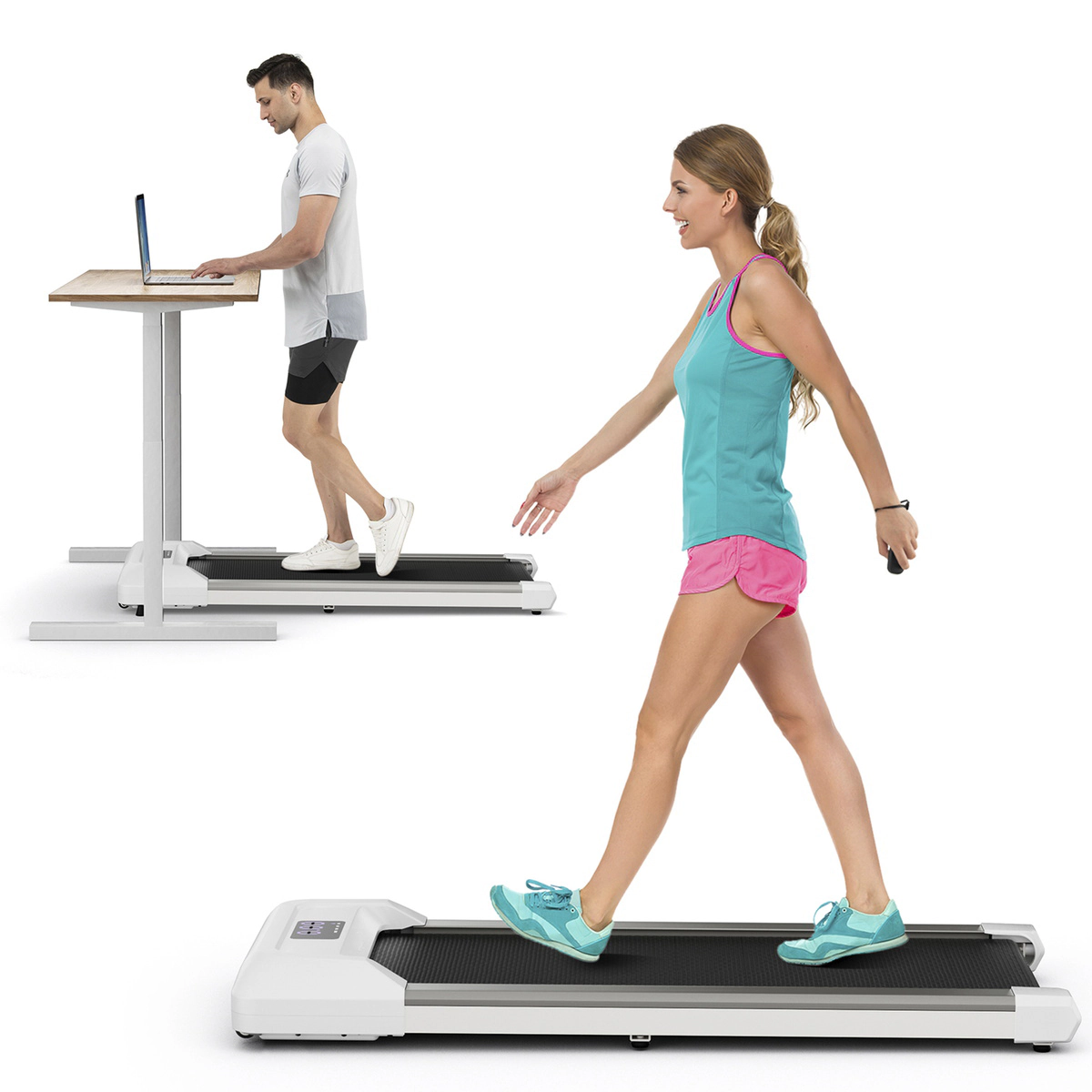 SUGIFT White 2.25-HP Walking Pad Treadmill with LED Display and Remote Control 46-in W 21-in D 265-lb User Capacity