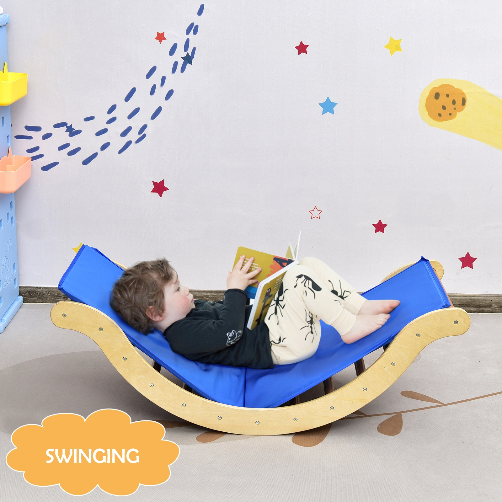SUGIFT 3-in-1 Wooden Arch Rocker Climber Set with Ramp and Mat 132-lb Capacity Ages 1-8 Yellow/Natural