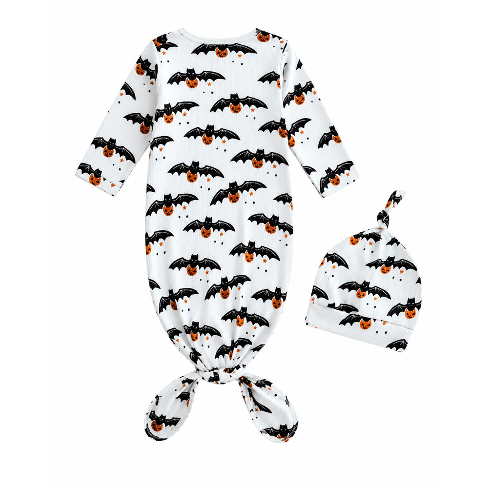 Laurenza's Baby Boys Halloween Bat Knotted Gown with Hat