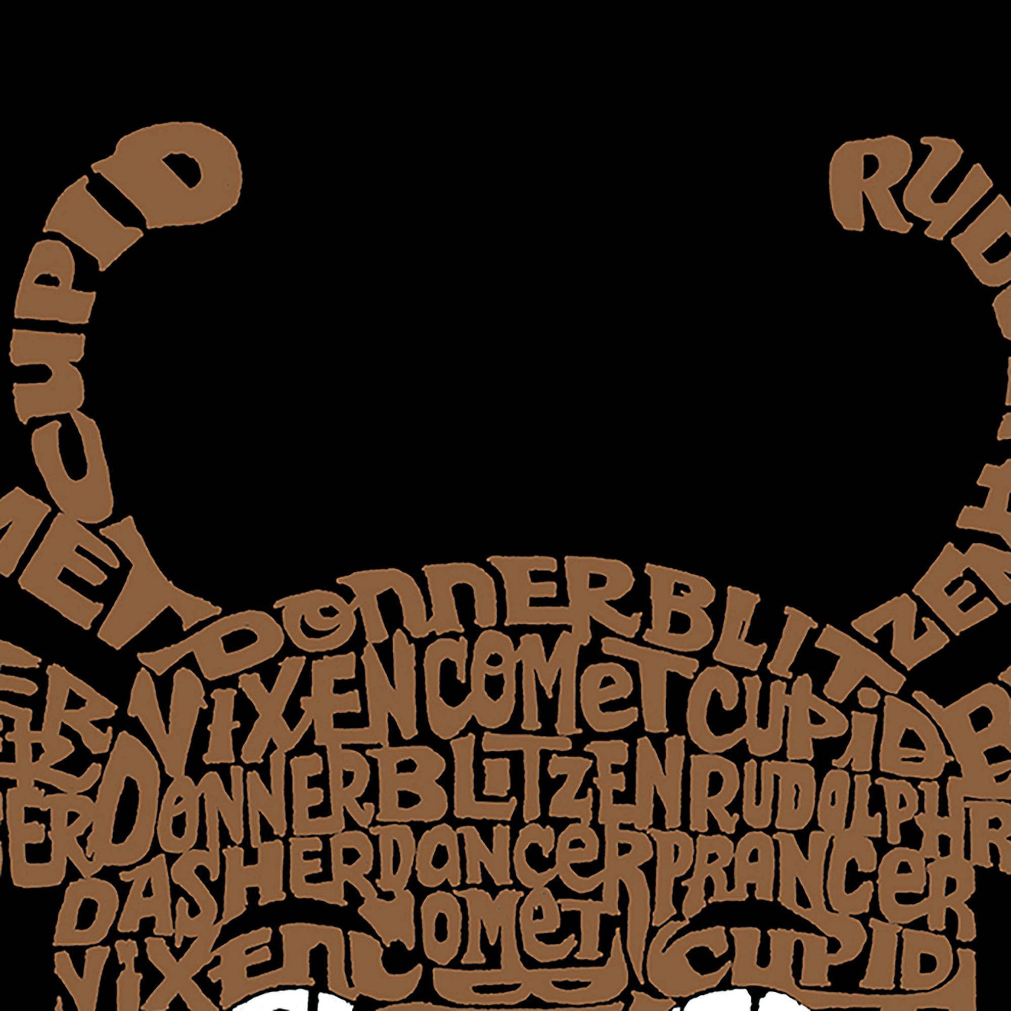 LA Pop Art Men's Cotton-Poly Word T-Shirt - Peeking Reindeer