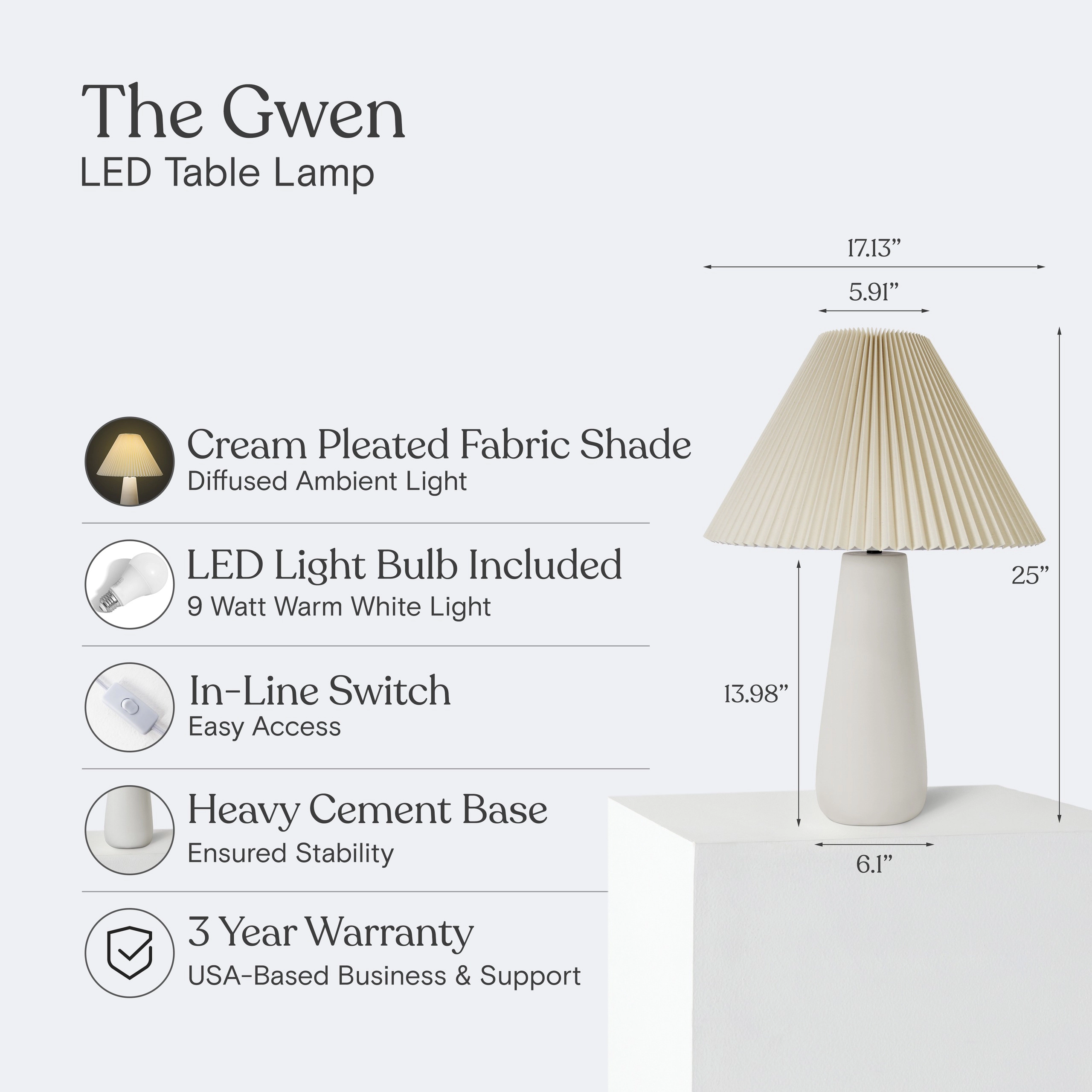 Brightech Gwen Pleated LED Table Lamp