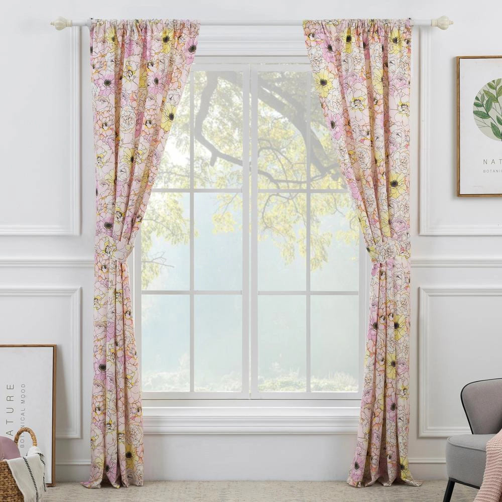 Greenland Home Fashion Misty Bloom All Seasons Efficient Room Darkening Window Curtain Panel Set - Pink 84x84"
