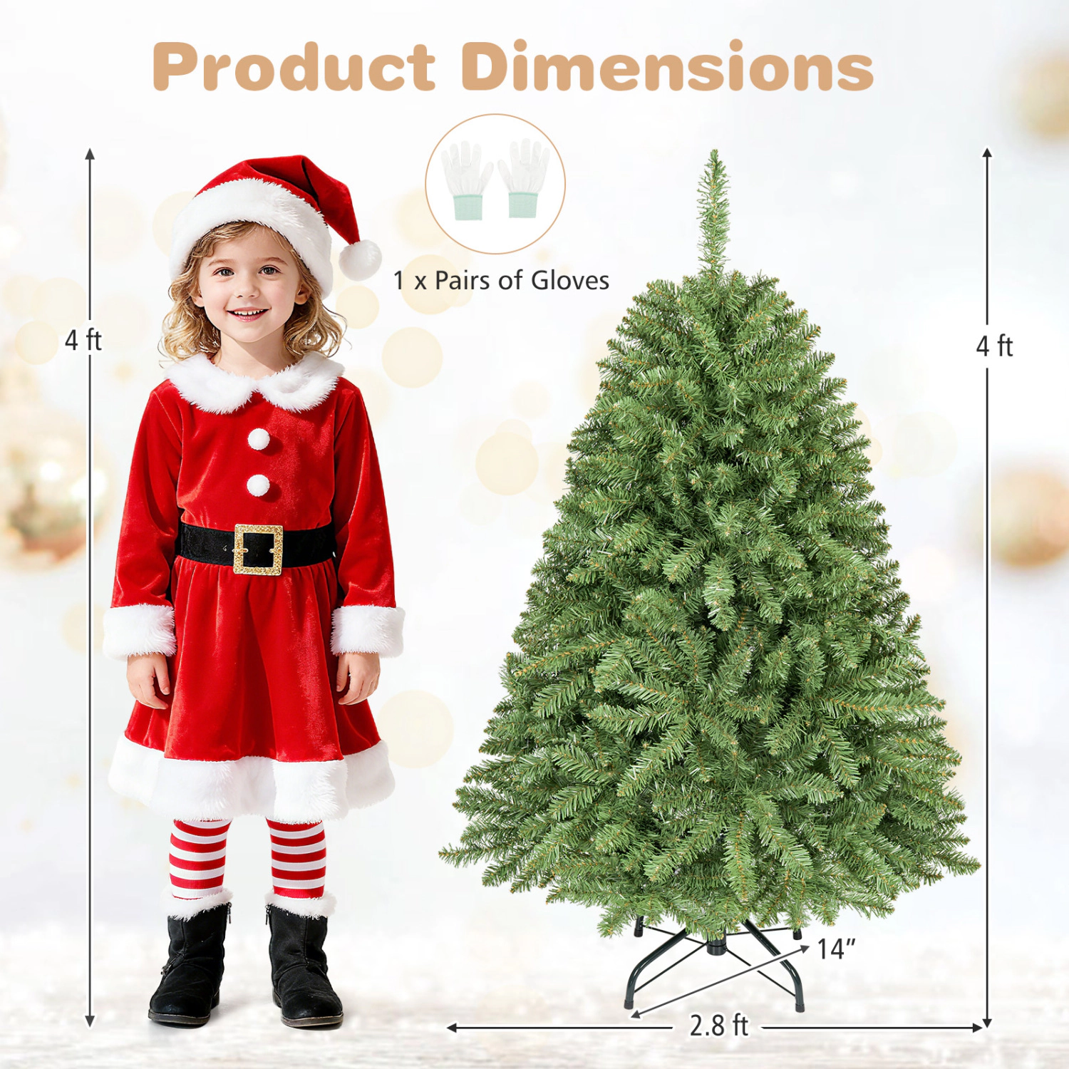 LJG Artificial Christmas Tree with Easy-Setup Hinges