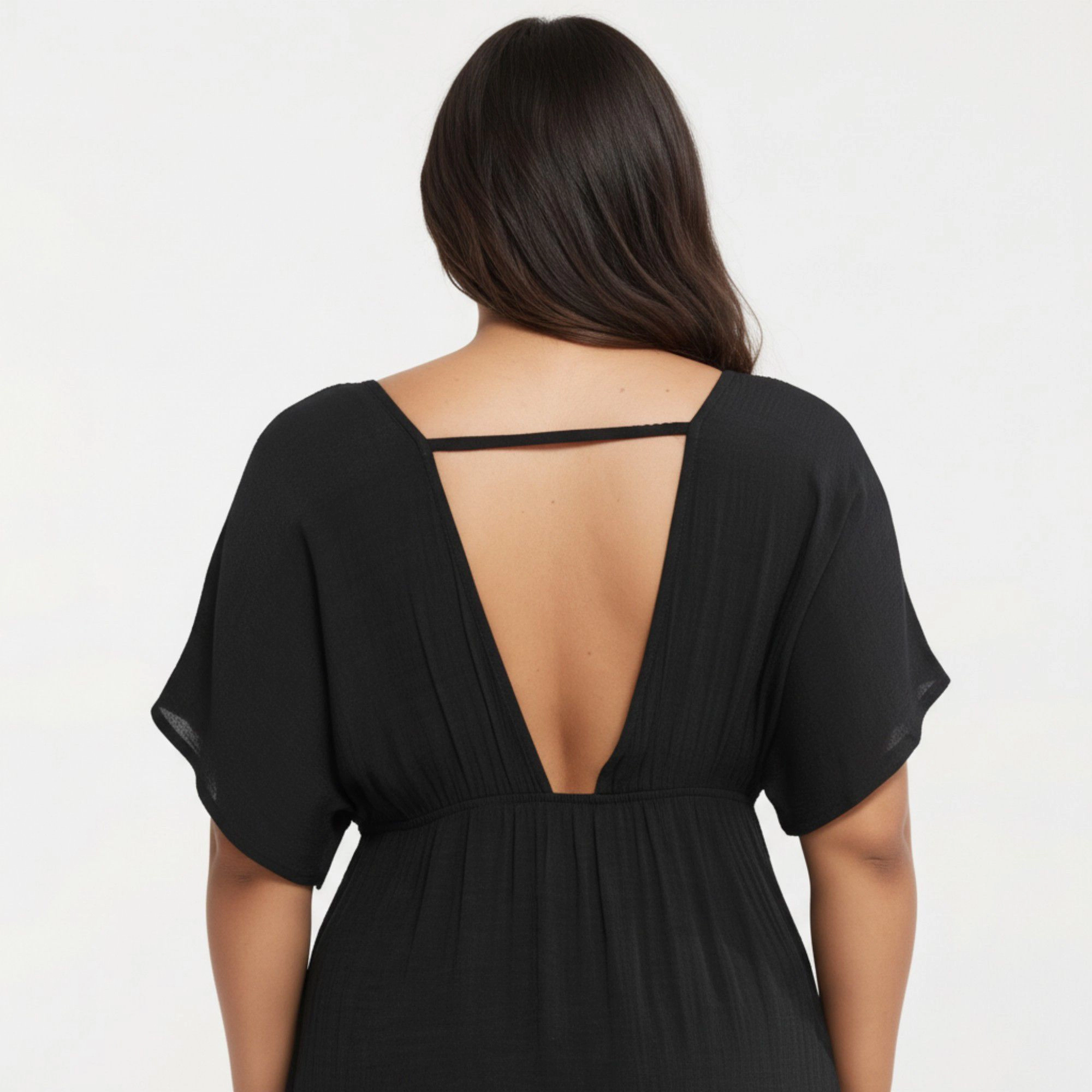 Anna-Kaci Women's Plus Deep V Neck Short Sleeve Loose Fit Flowy Maxi Dress