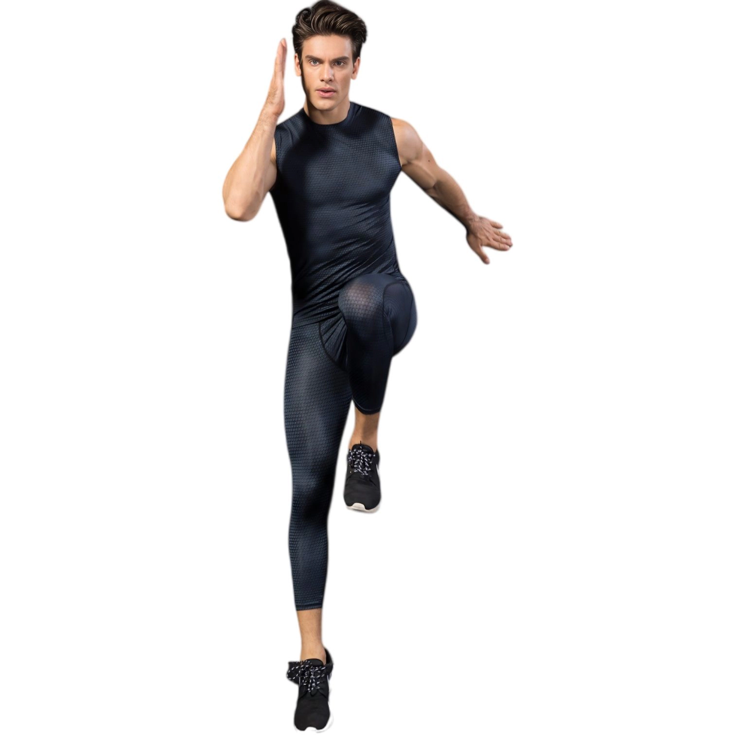 Anna-Kaci Mens Sleeveless Compression Workout Top