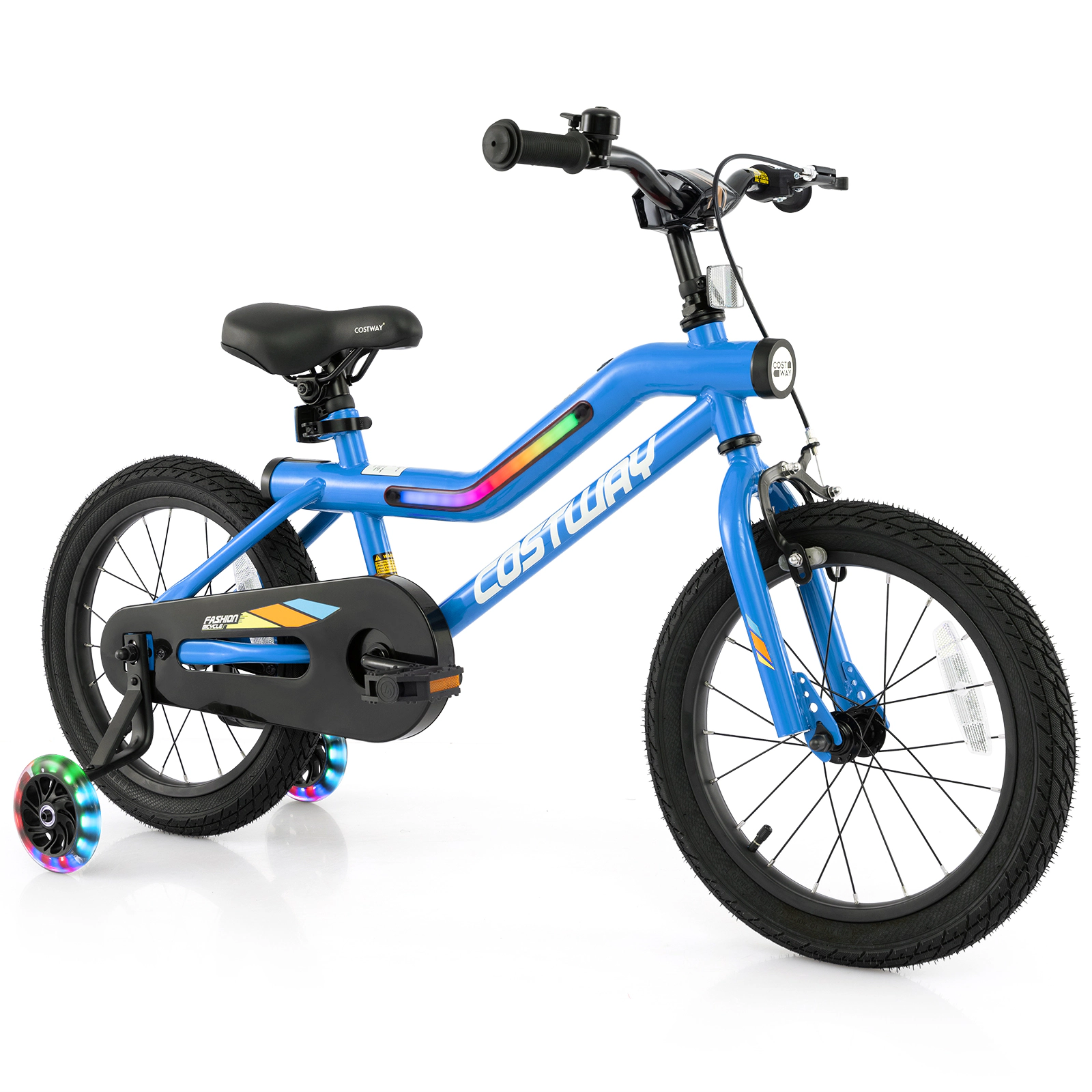 LJG Patented Kids Bike LED Lighted Adjustable with Training Wheels