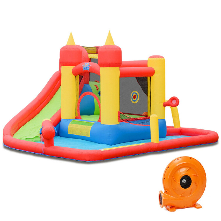 LJG Kids Inflatable Blow up Water Slide Bounce House with 740 W Blower