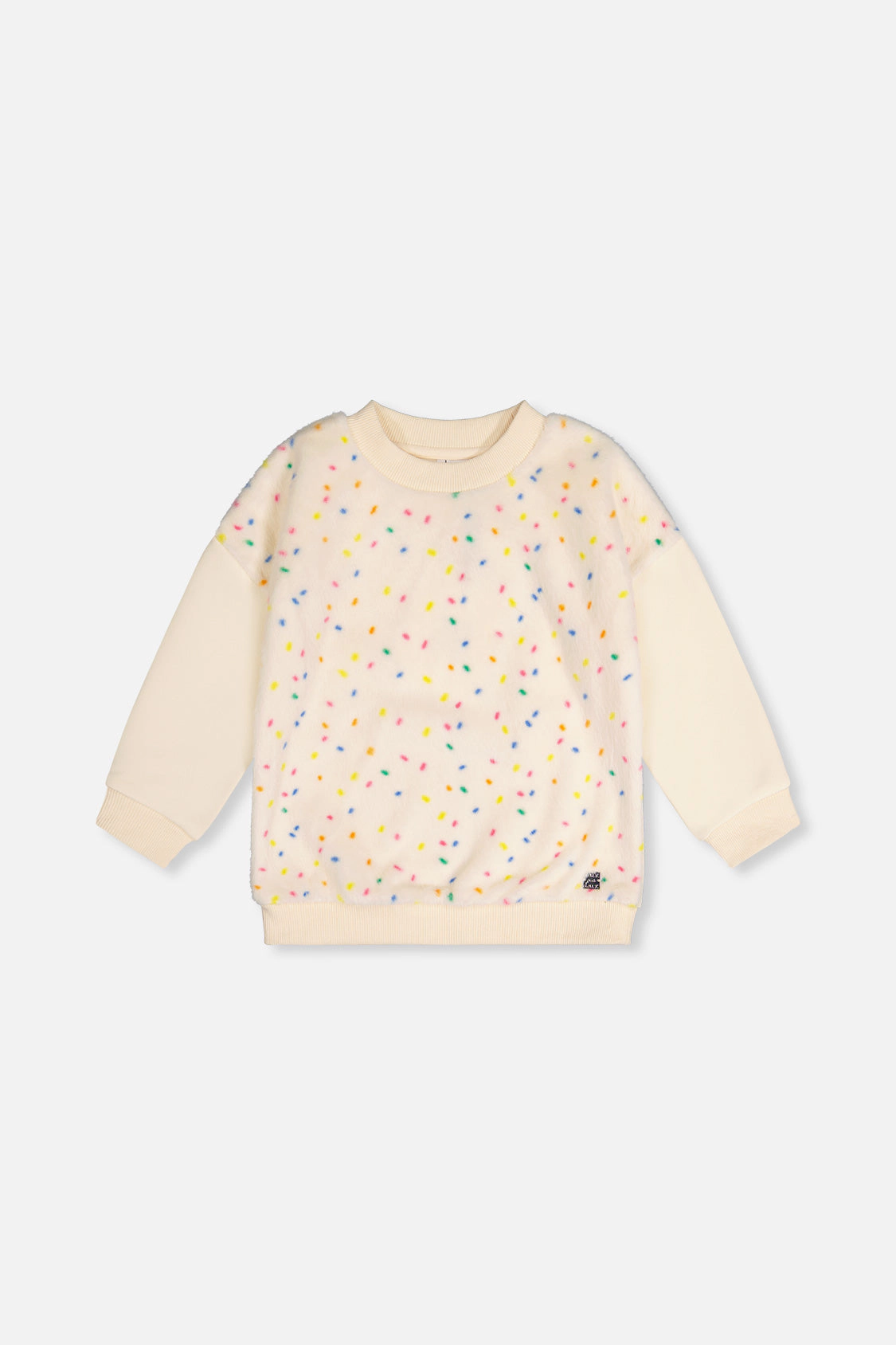 Deux par Girls Faux Fur Front Bi-Material Sweater