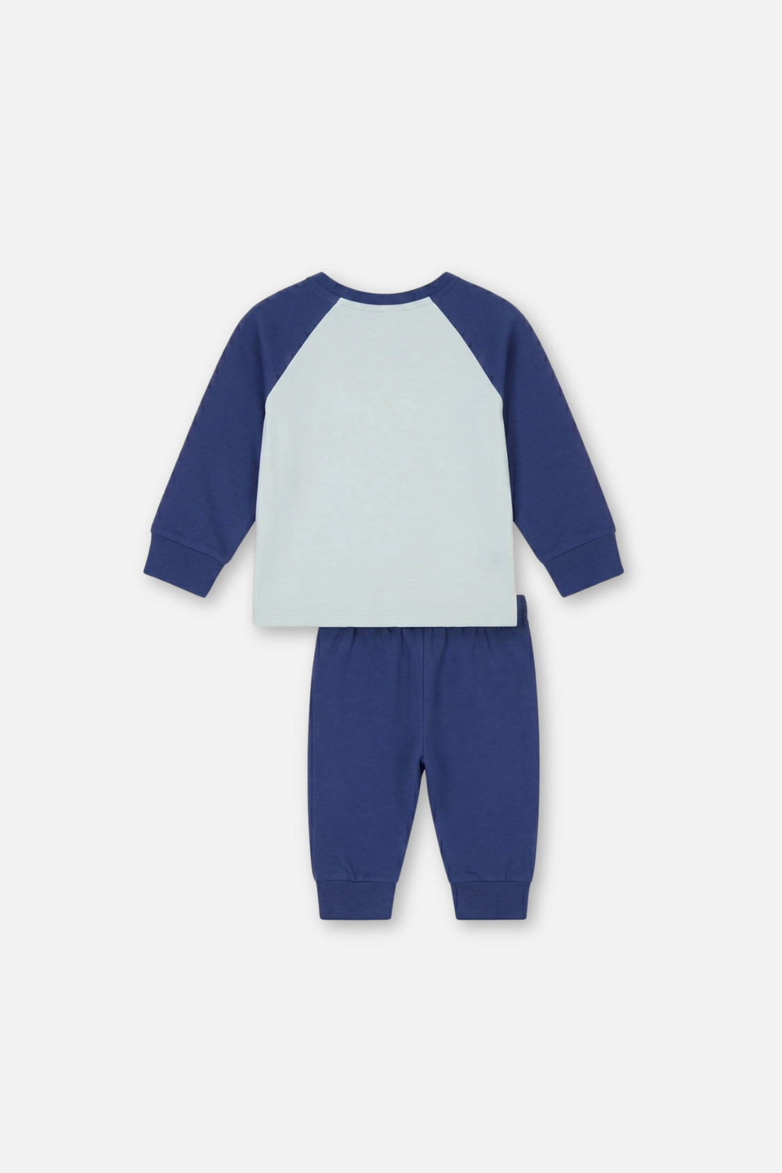 Deux par Boys Organic Cotton Raglan T-Shirt and Fleece Pants Set with Ski Animal Graphic