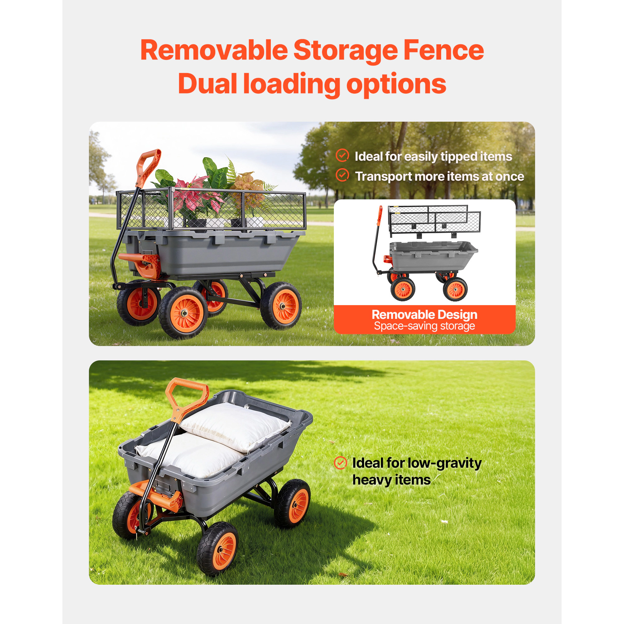 HONGGE Garden Dump Cart, Poly Dump Cart, Garden Carts Dumps Wagon
