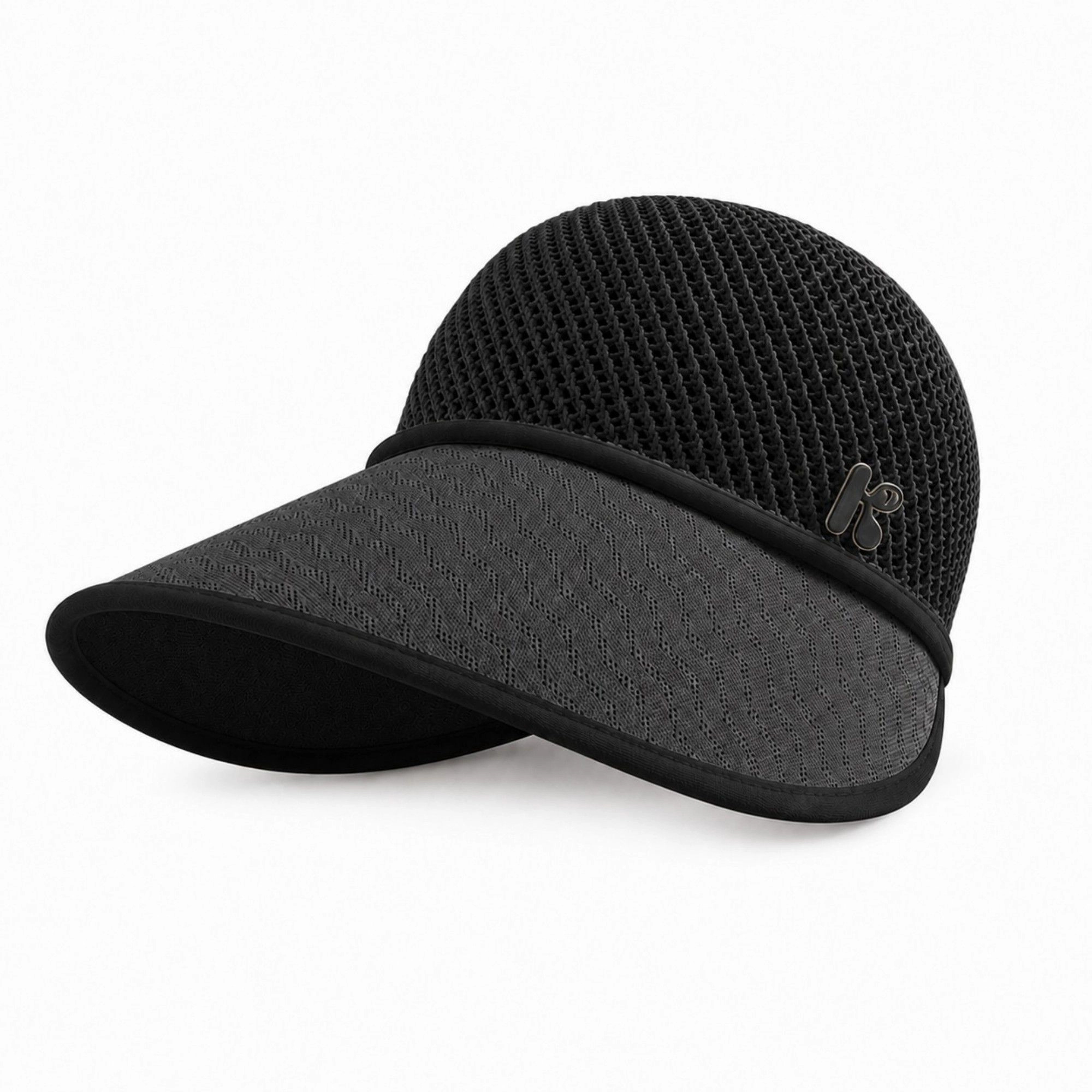 Alilang Women's Wide Brim Woven Visor Hat with UPF 50 Plus Crown Ponytail Back and Contrast Trim