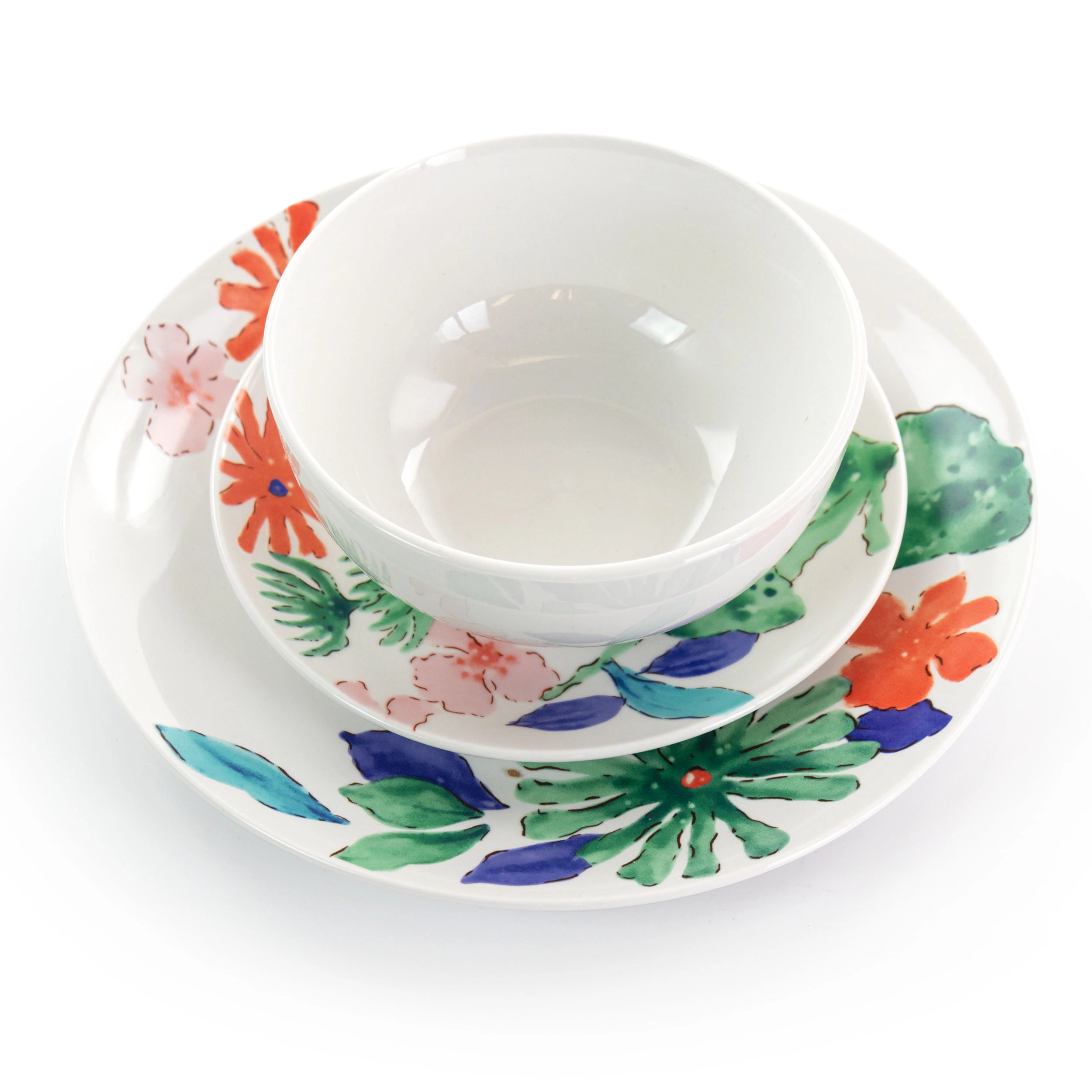 Gibson Home Dazzling Lily 12 Piece Ceramic Dinnerware Set